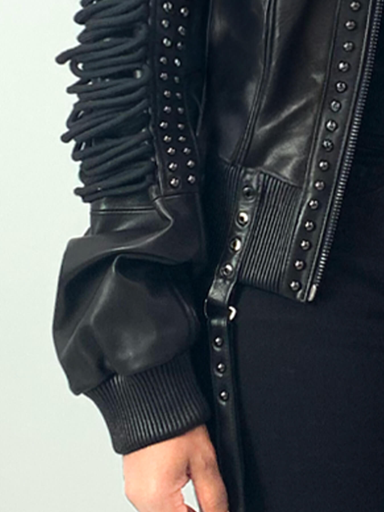 Lace Up Leather Bomber