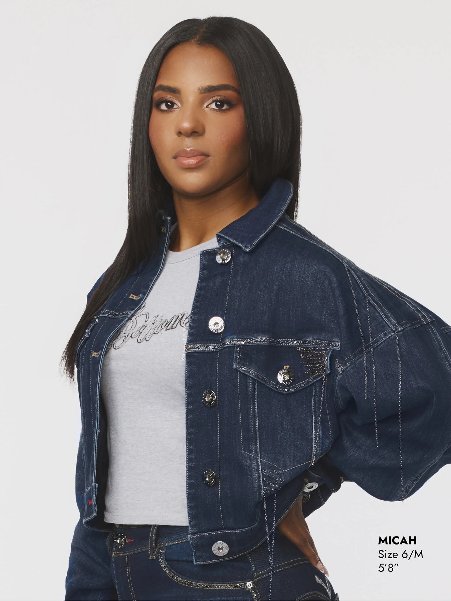 APPLE BOTTOM JEANS - AFK-4109
CHAIN LINK CROPPED JACKET DARK - 3
