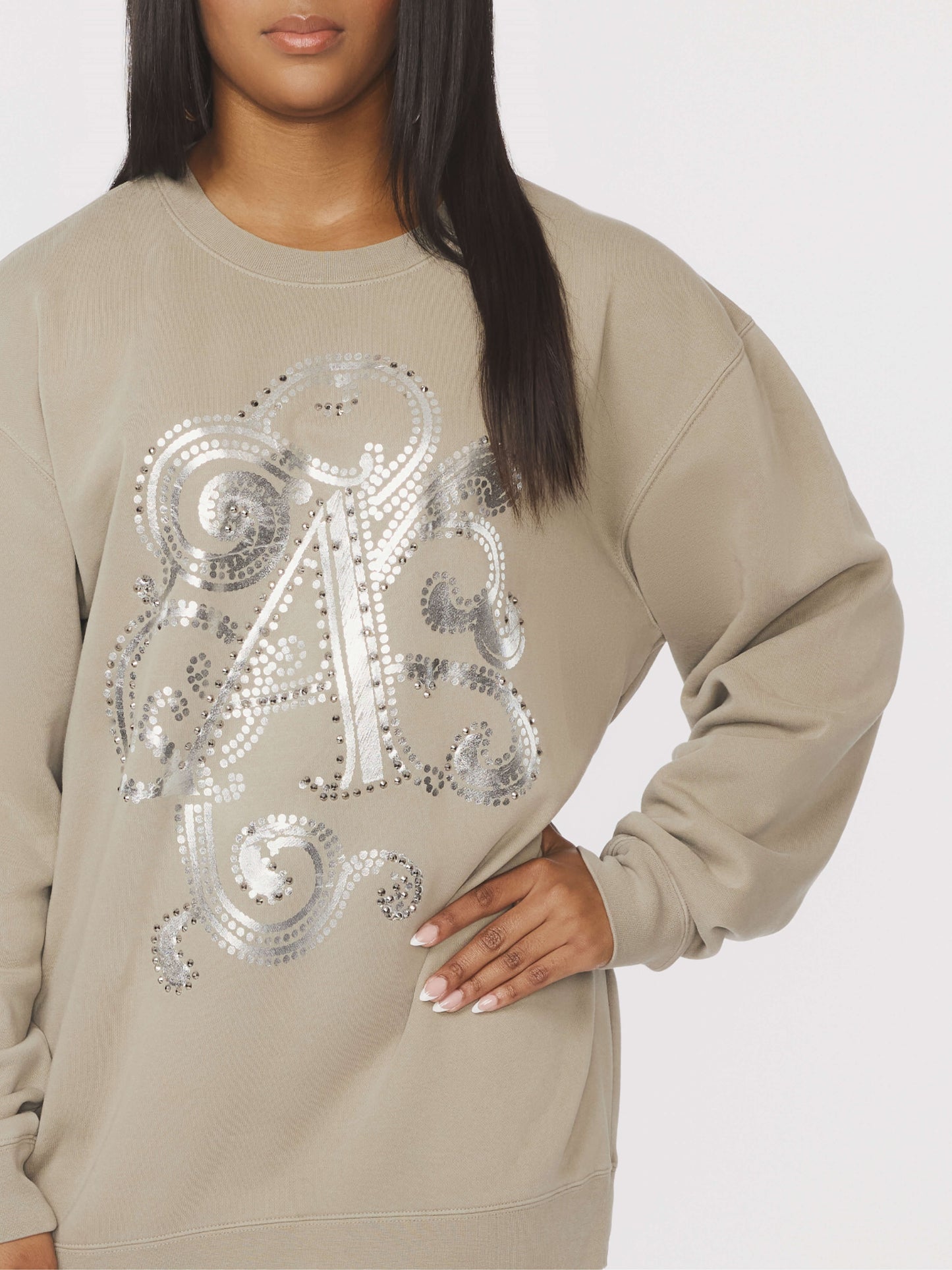 APPLE BOTTOM JEANS - AFB-4116
INITIAL CREW SWEATSHIRT SILVER - 2