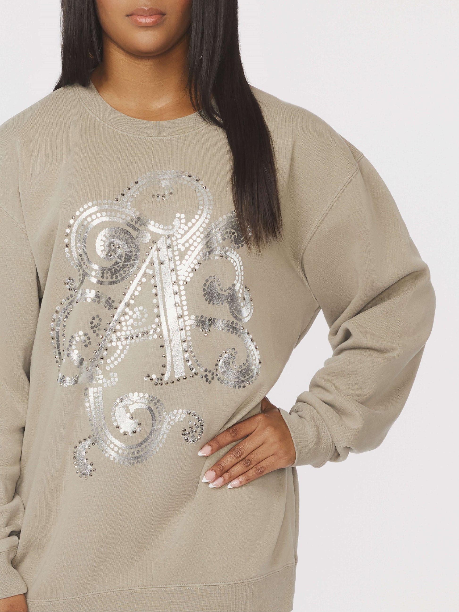 APPLE BOTTOM JEANS - AFB-4116
INITIAL CREW SWEATSHIRT SILVER - 2