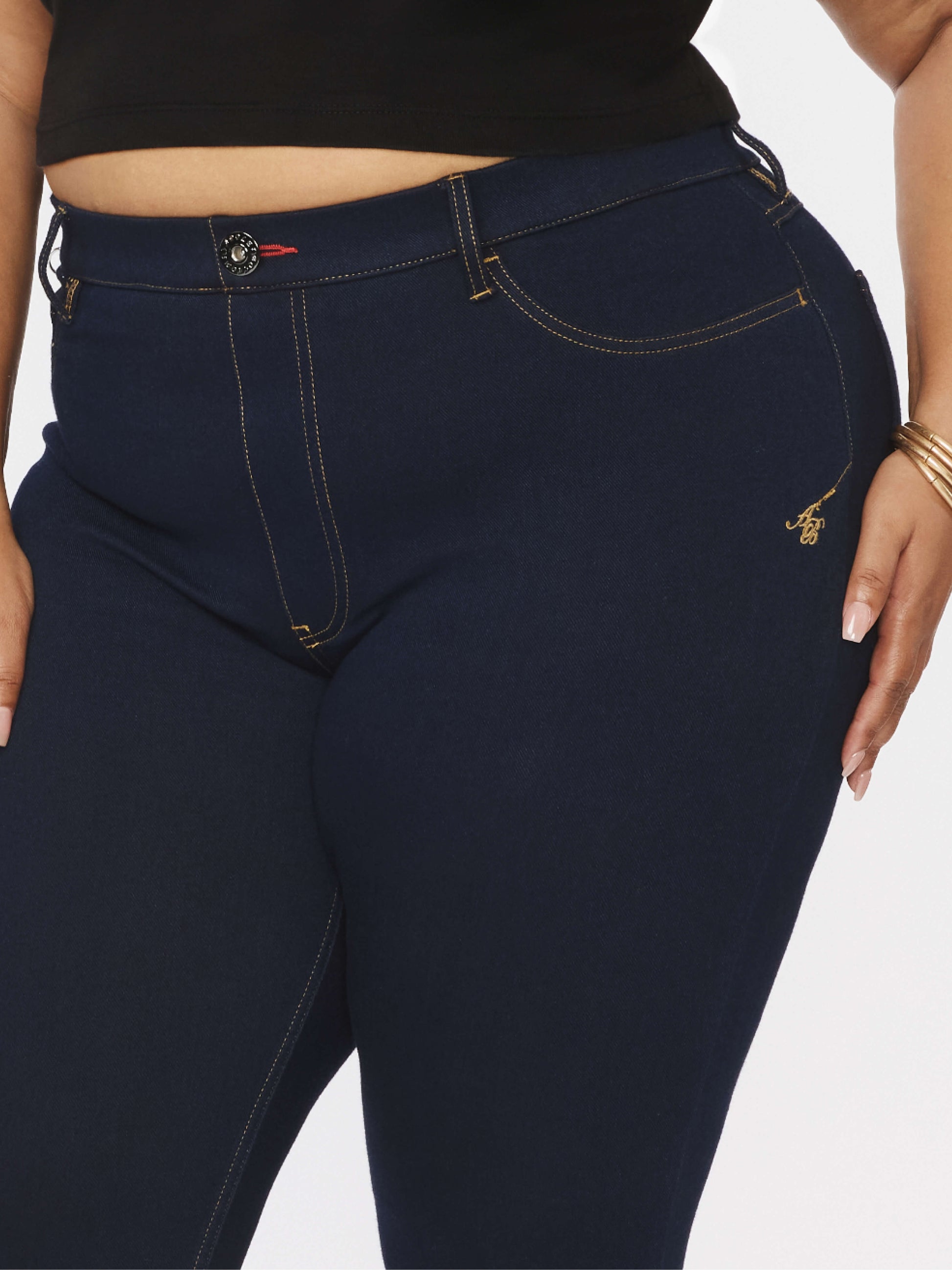 Peel Off Pull On Jeans - Dark Wash - 5