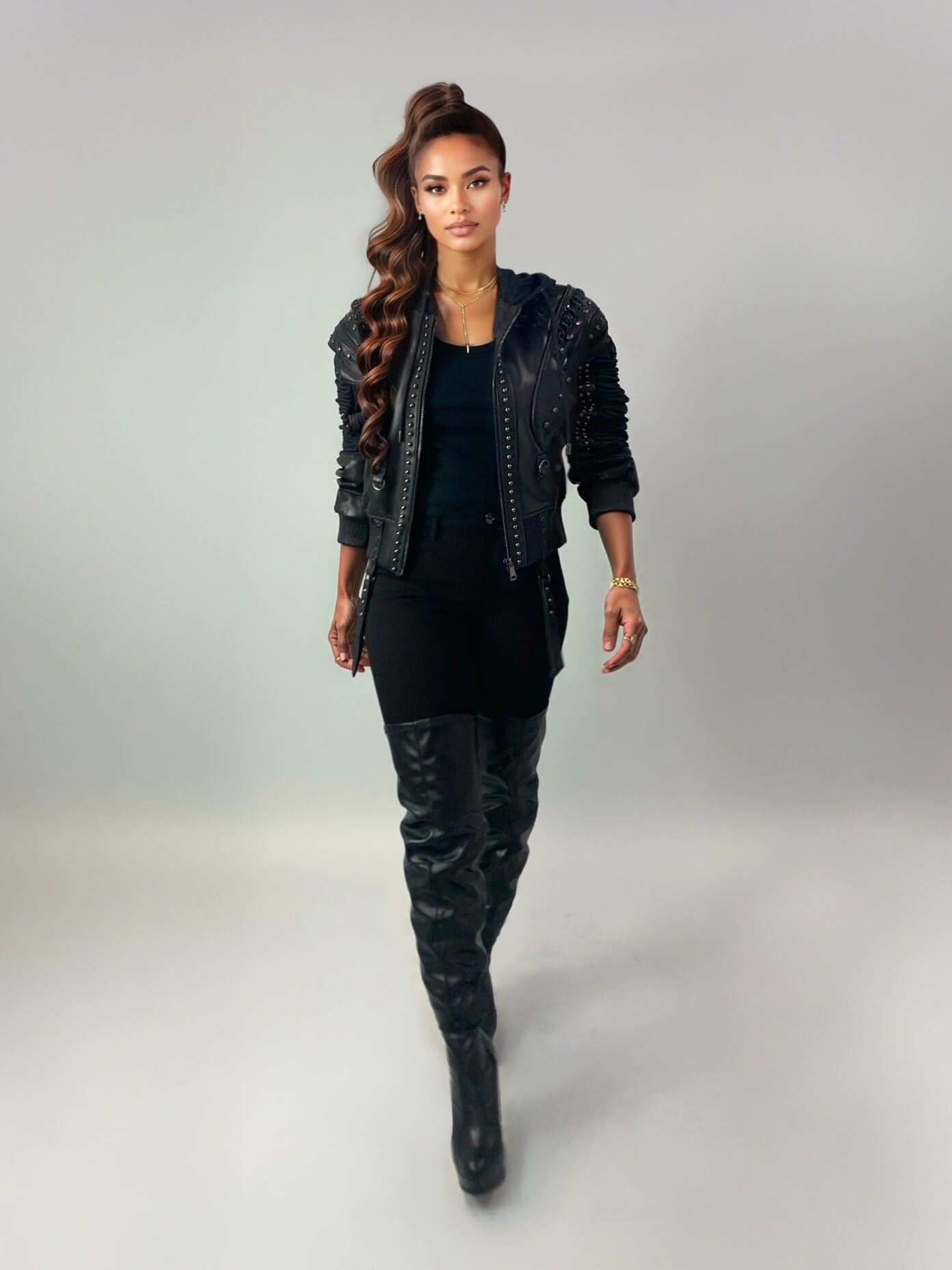 Lace Up Leather Bomber 2