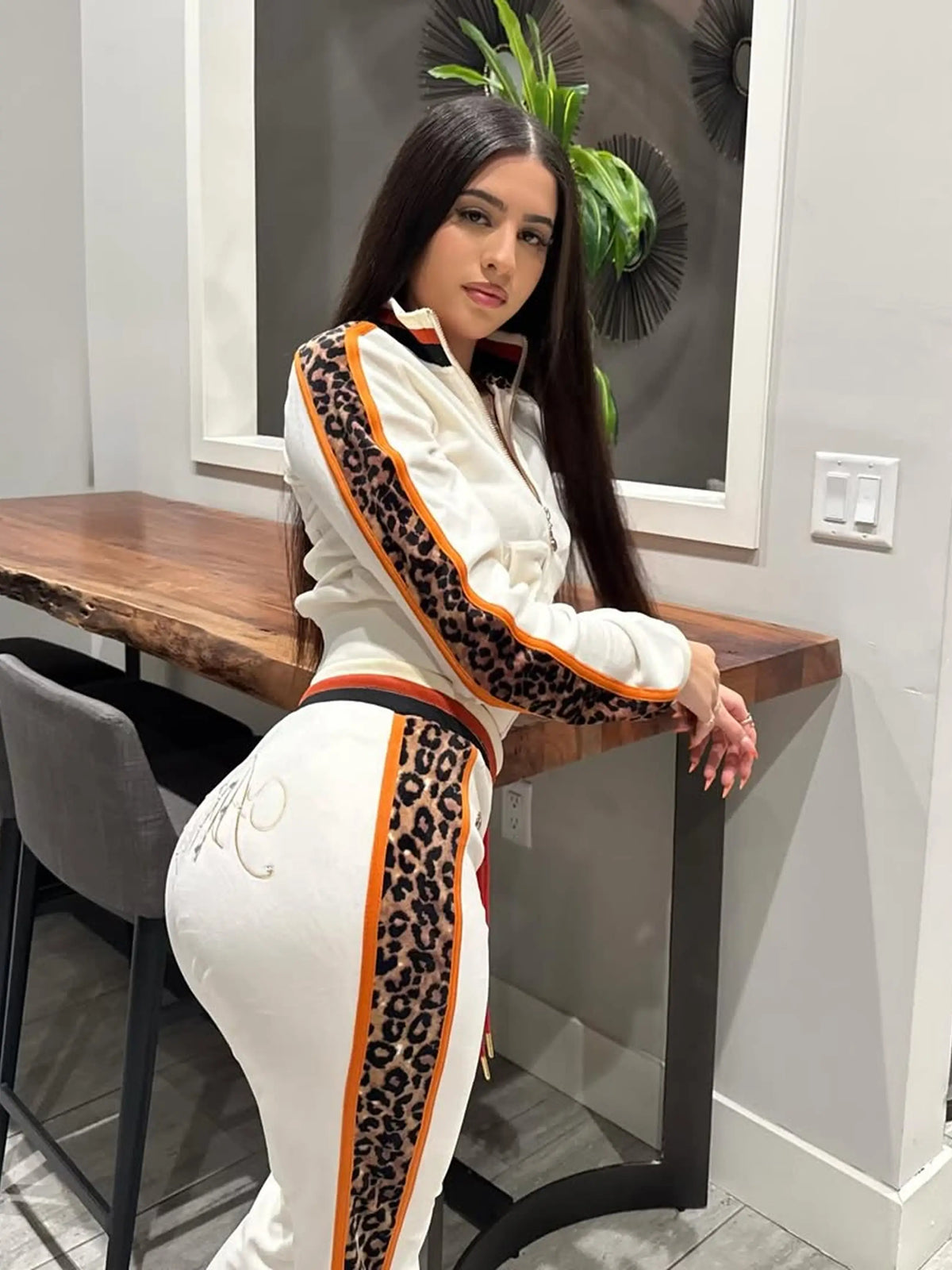 Apple Bottoms - Fitted Velour Track Jacket - Ivory - UGC - 1