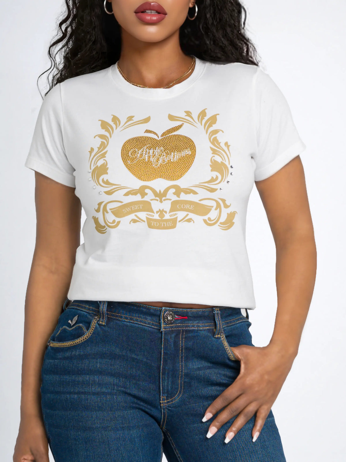 White | Apple Bottoms - AFJL-4172 - Golden Crest Tee - White - 5
