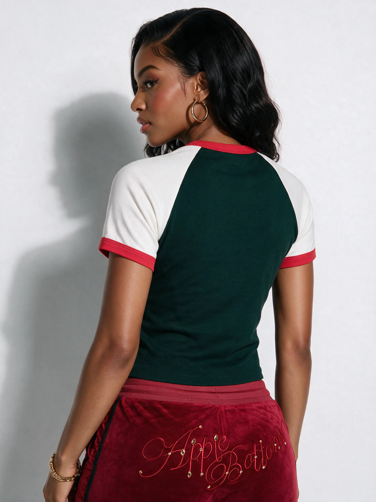 Forest | Apple Bottoms - ASK-4265 - Color Blocked Crest Baby Tee - Forest - 2