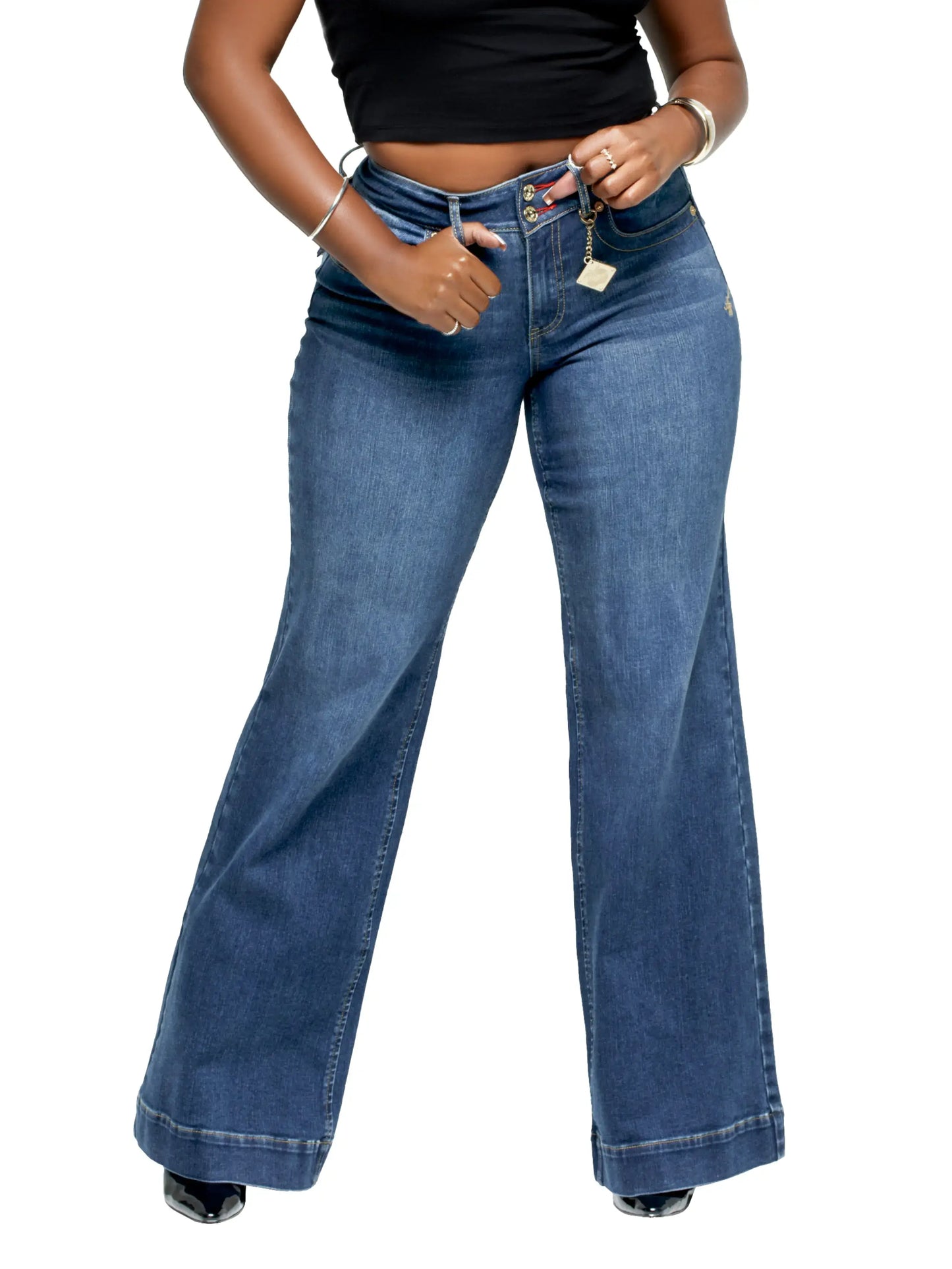 APPLE BOTTOM JEANS - AFJ-4145 - FORBIDDEN FIT WIDE LEG SAVAGE WASH - 2