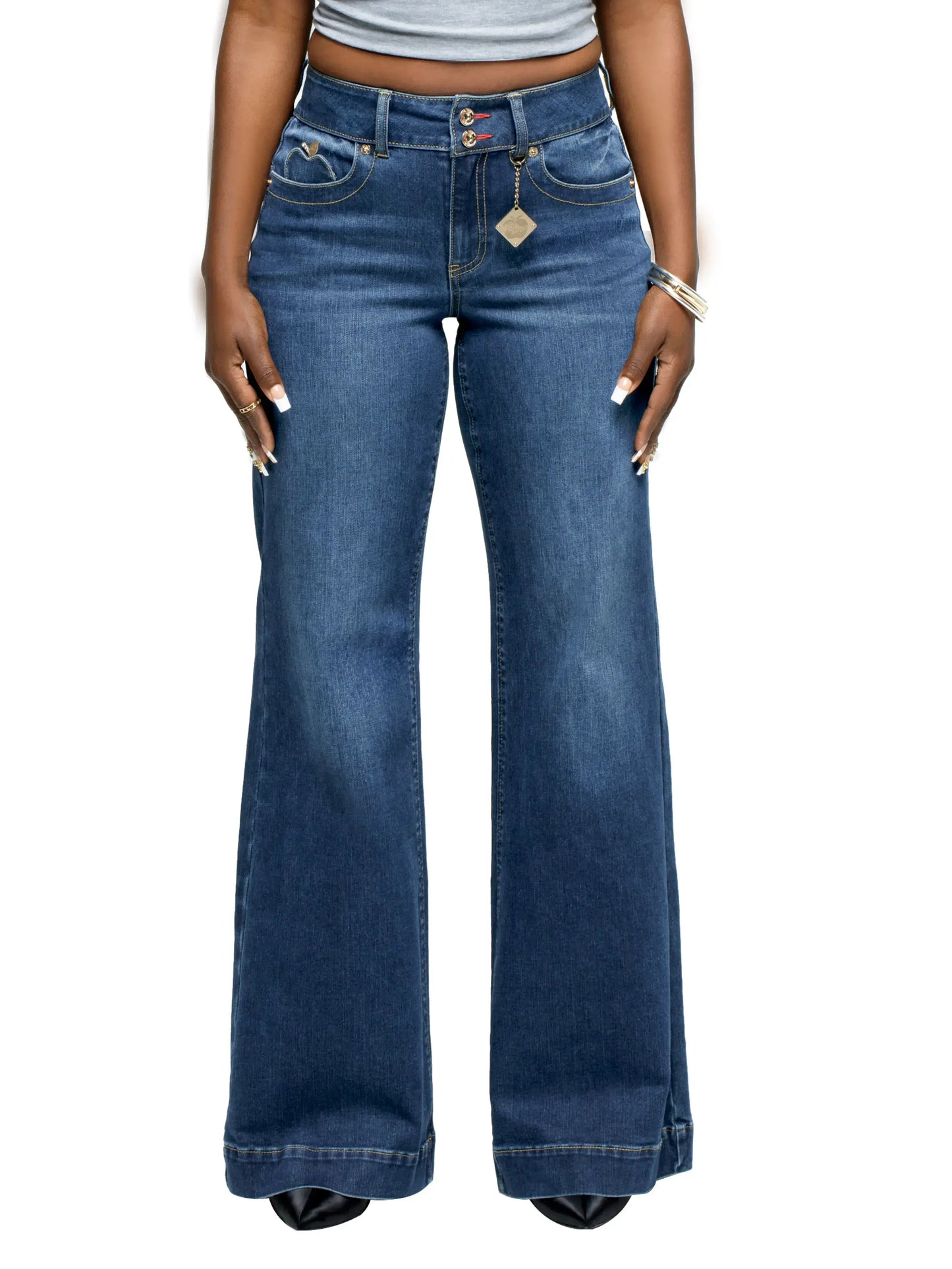 APPLE BOTTOM JEANS - AFJ-4145 - FORBIDDEN FIT WIDE LEG SAVAGE WASH - 3