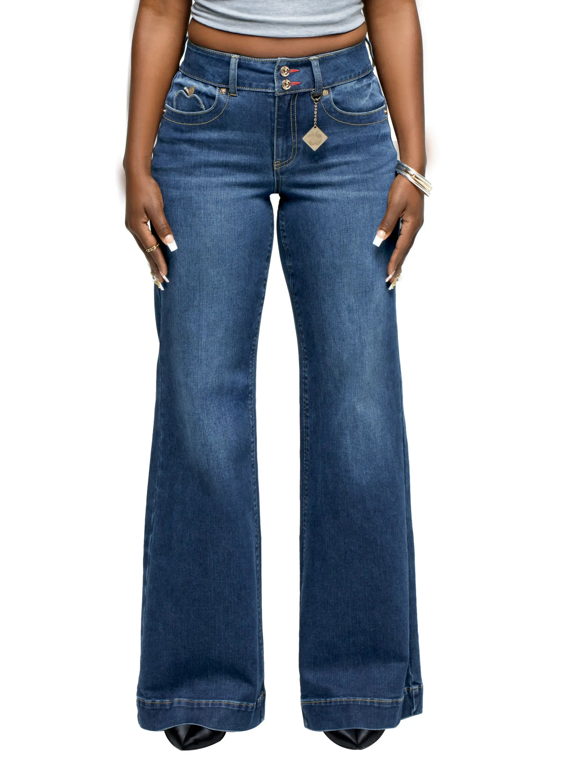 APPLE BOTTOM JEANS - AFJ-4145 - FORBIDDEN FIT WIDE LEG SAVAGE WASH - 3