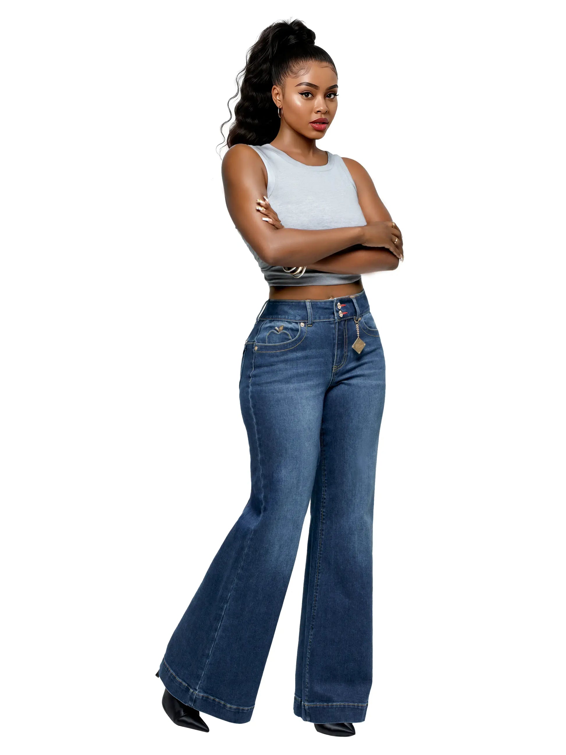 APPLE BOTTOM JEANS - AFJ-4145 - FORBIDDEN FIT WIDE LEG SAVAGE WASH - 5