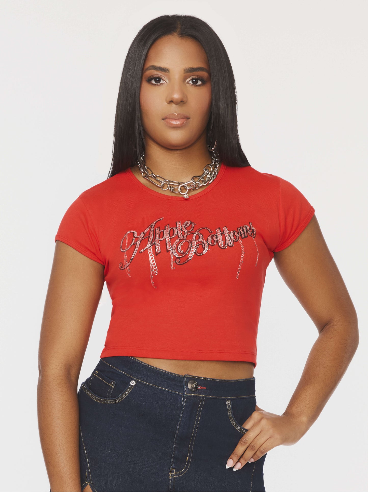 APPLE BOTTOMS - Chain Reaction Baby Tee - Red - 1