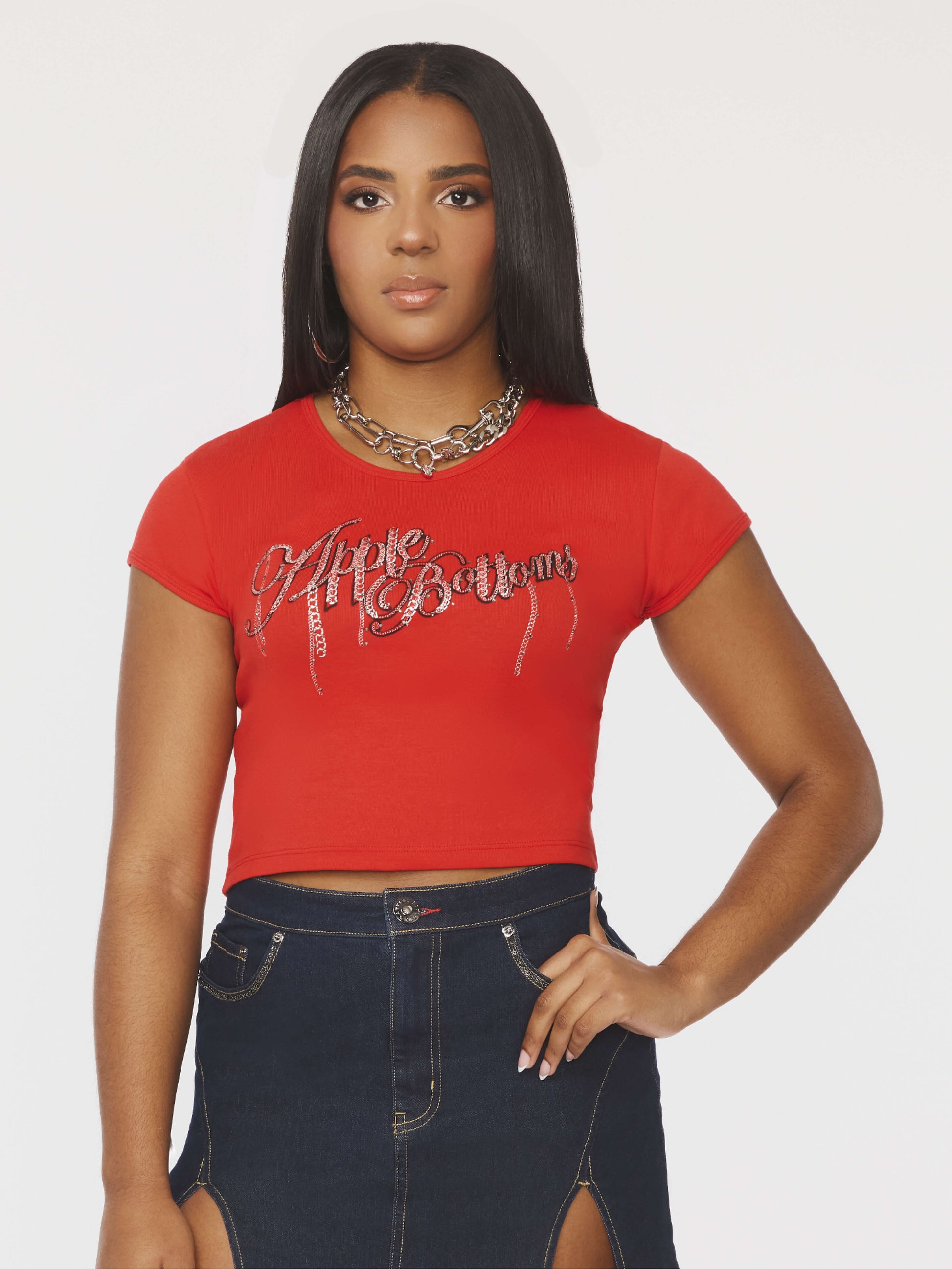 APPLE BOTTOMS - Chain Reaction Baby Tee - Red - 5