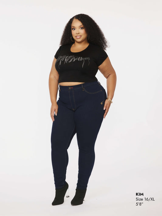 Peel Off Pull On Jeans - Dark Wash - 1