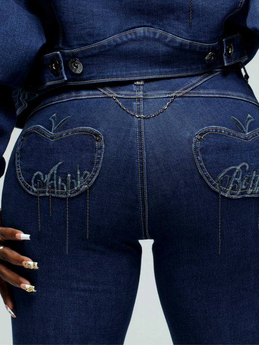 APPLE BOTTOM JEANS - CHAIN LINKS SIGNATURE APPLE JEAN DARK - 7