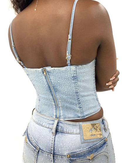 Rain on Me Corset - Medium Wash