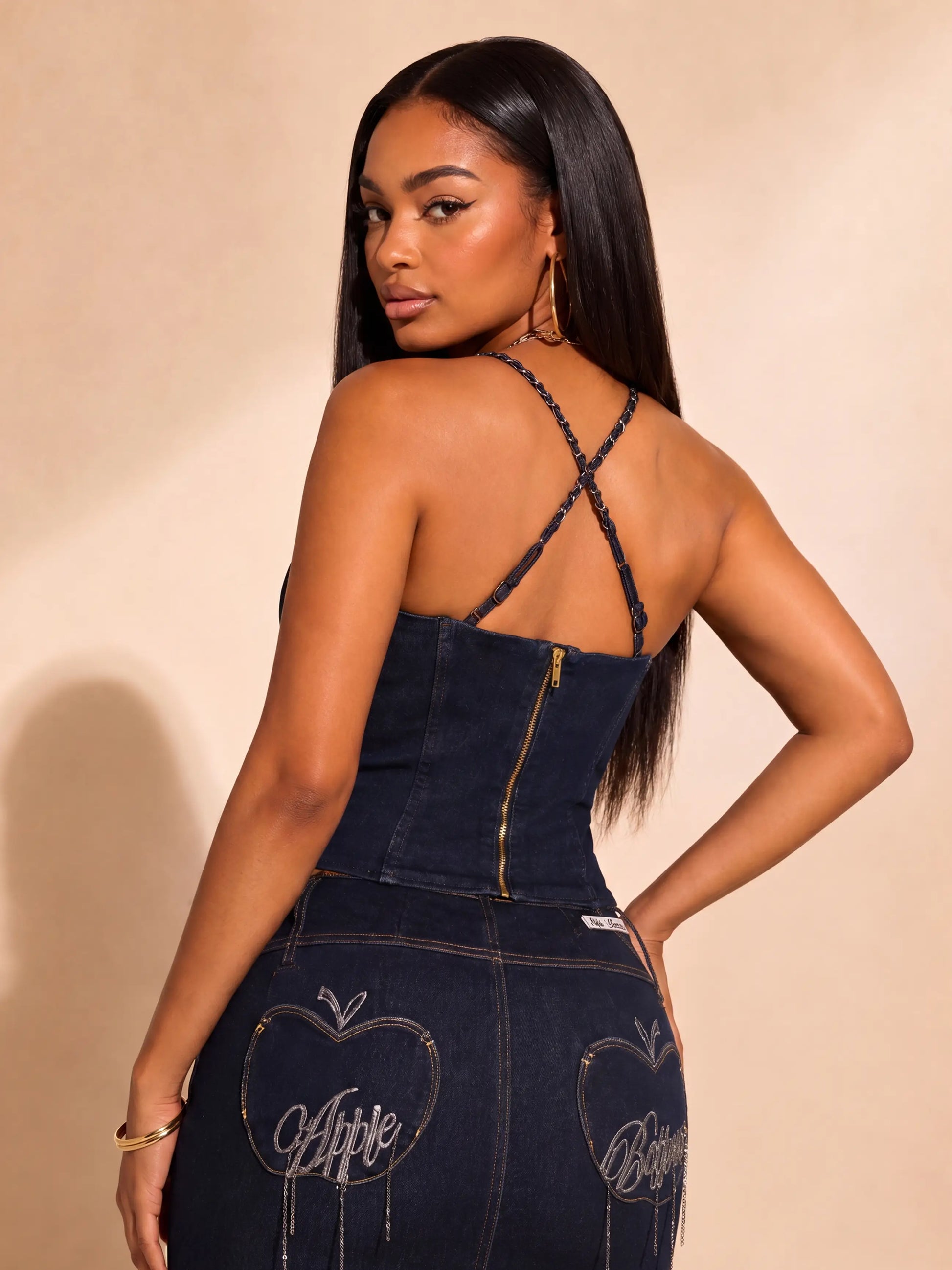 Apple Bottoms - ABJ-4112 - Denim Chain Link Corset - 2