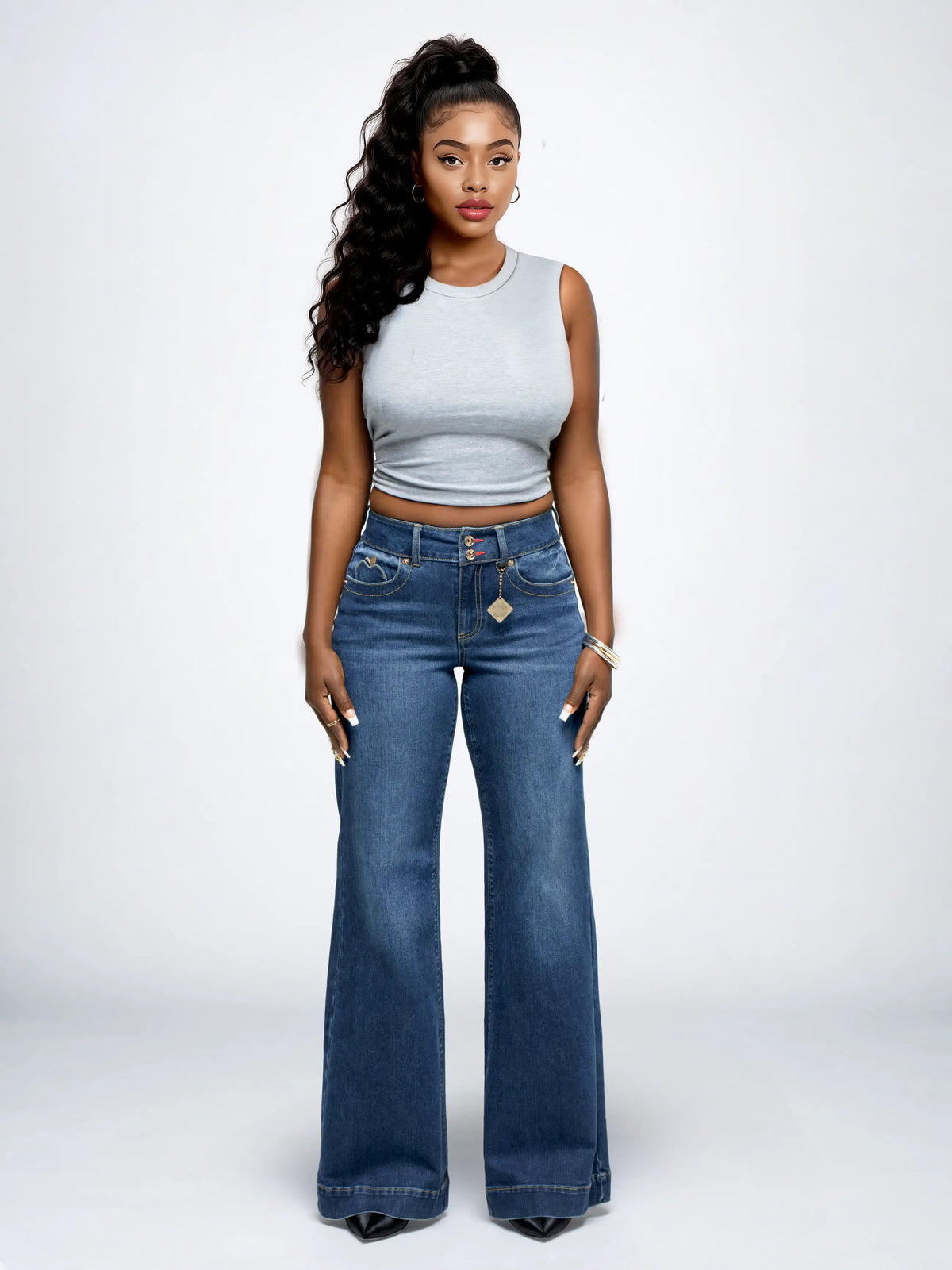 Savage Wash | Apple Bottoms - AFJ-4145 - Wide Leg Jean - Savage Wash - 2