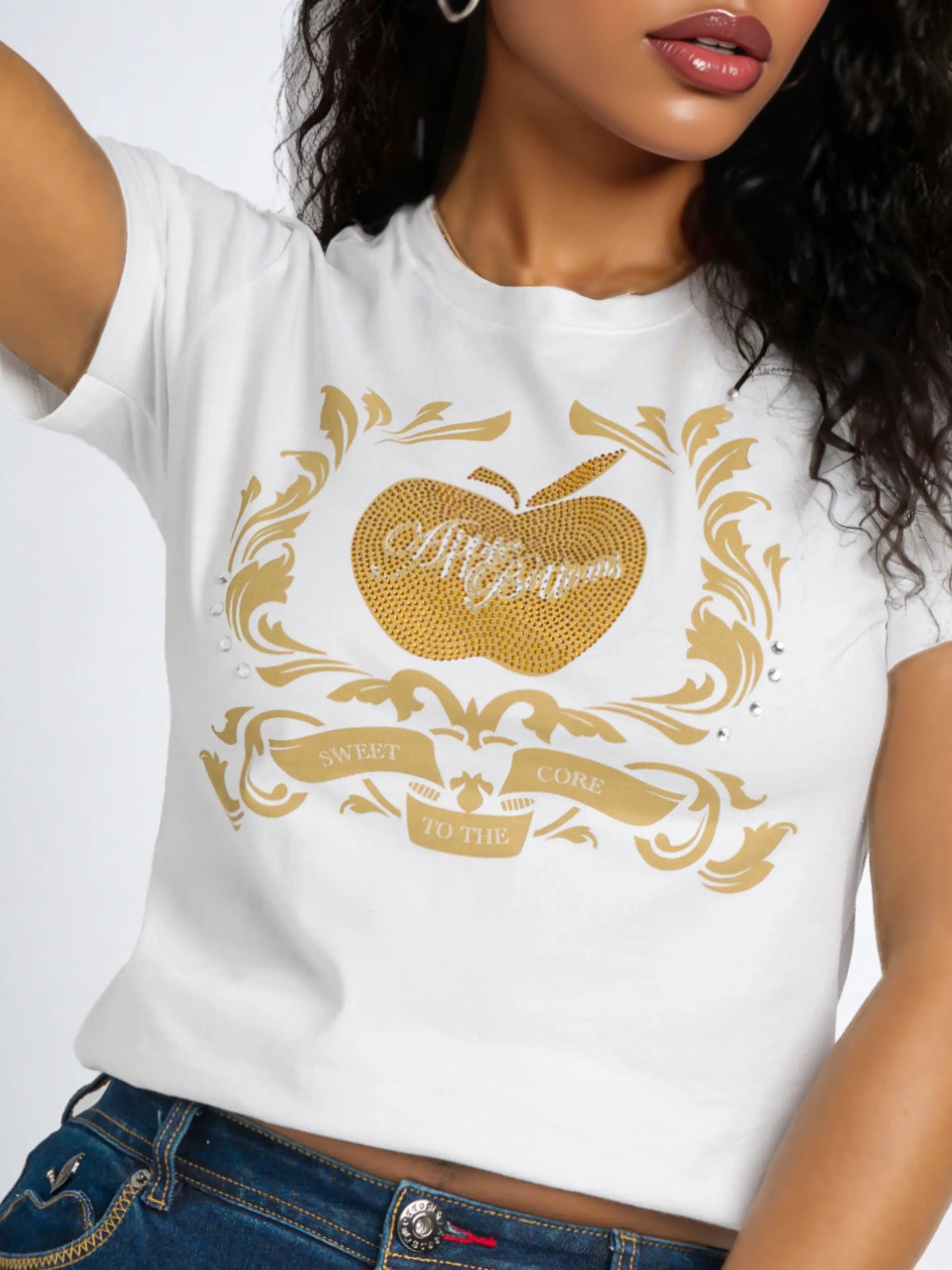 White | Apple Bottoms - AFJL-4172 - Golden Crest Tee - White - 3