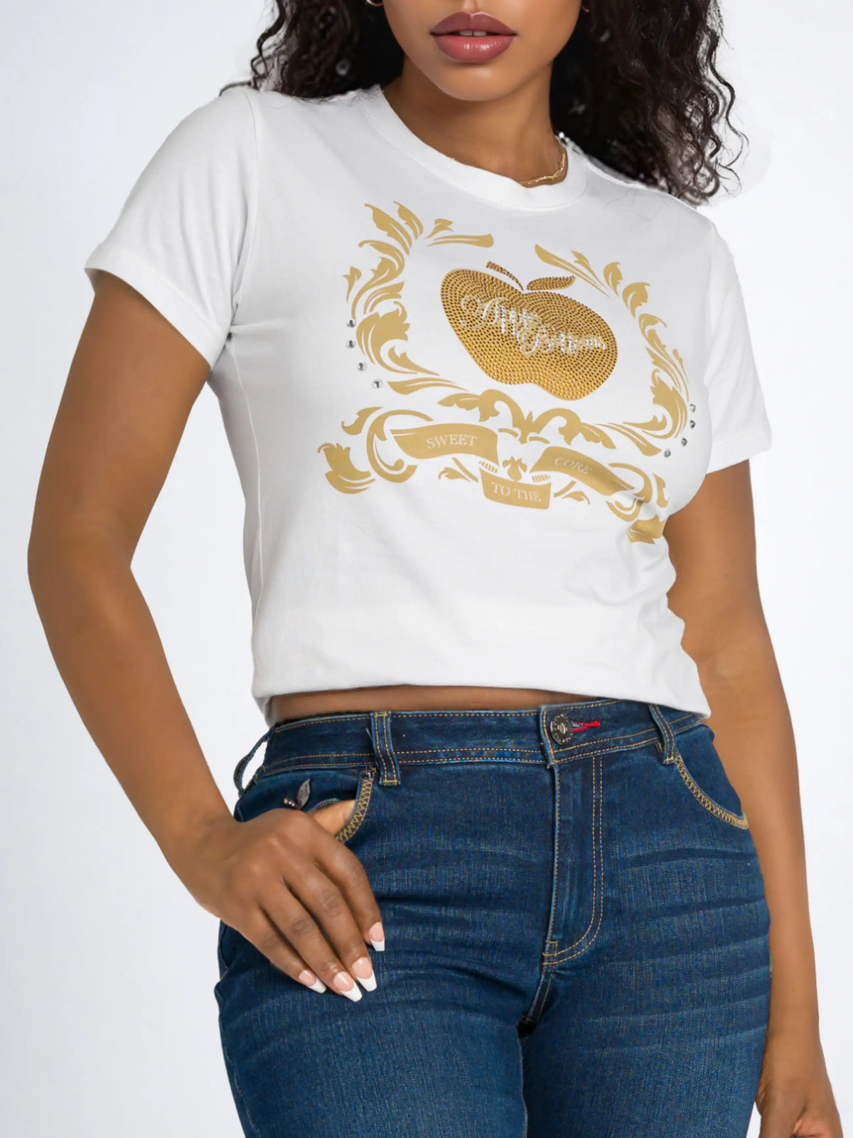 White | Apple Bottoms - AFJL-4172 - Golden Crest Tee - White - 4