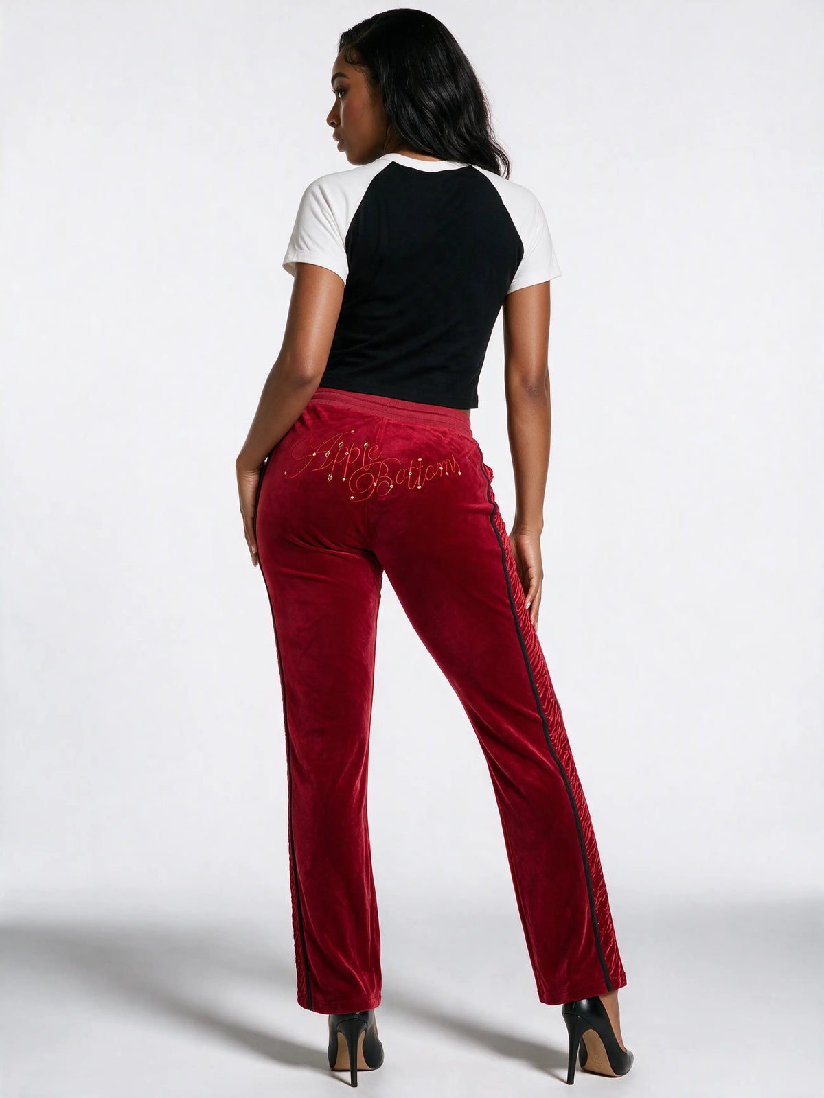 Black-White | Apple Bottoms - ASK-4265 - Color Blocked Crest Baby Tee - Black - 2