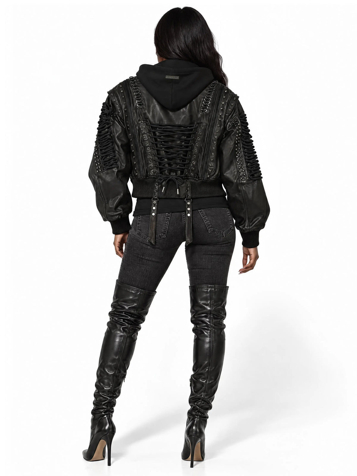Apple Bottoms - AFL-4150 - Lace Up Leather Jacket - 2