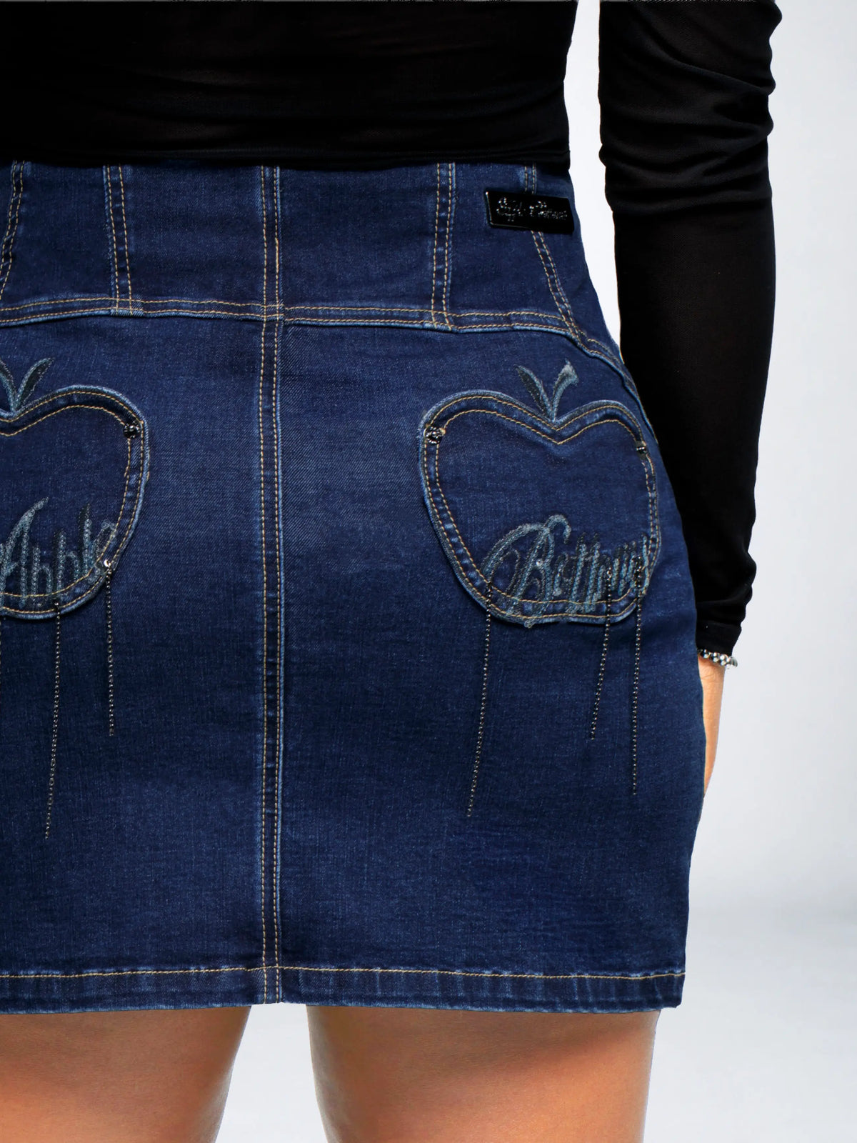 Dark Wash | Apple Bottoms - AFS-4111 - Chain Links Skirt - Dark Wash - 3