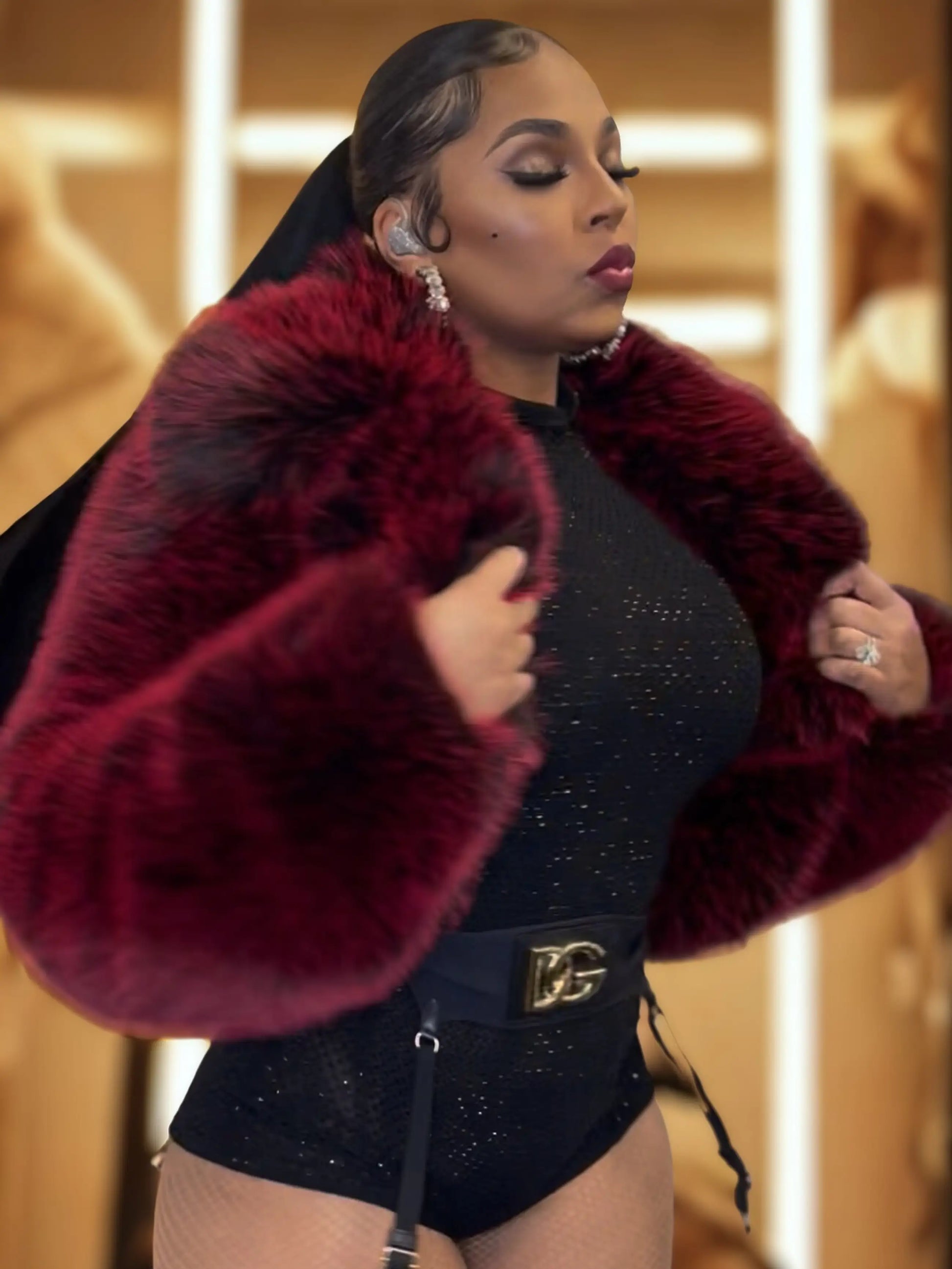 Apple Bottoms - AHJ-4118 - Y2K Fur Jacket - Red Delicious - Ashanti - 2