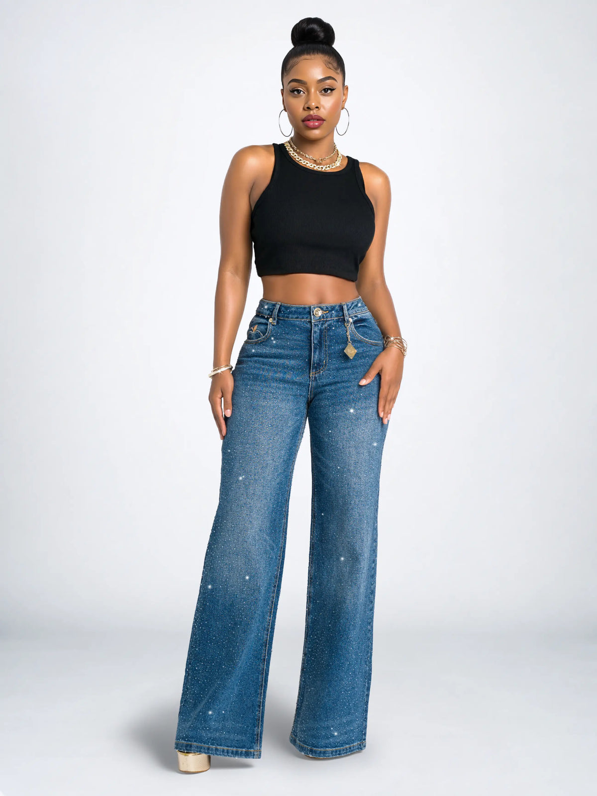 Phantom Wash | Apple Bottoms - AHJ-4123 - Wide Leg Rain On Me - Phantom Wash - 3