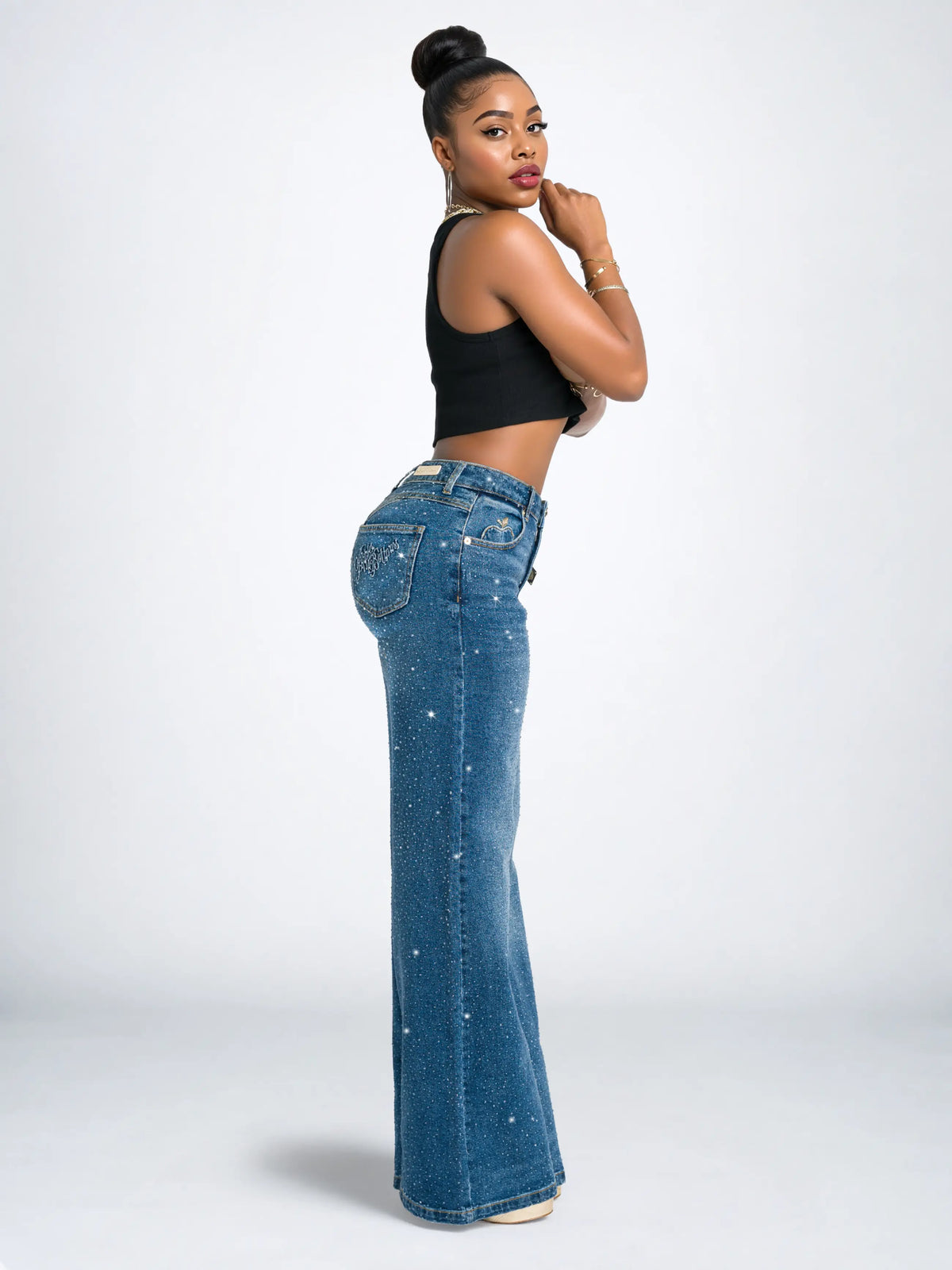 Phantom Wash | Apple Bottoms - AHJ-4123 - Wide Leg Rain On Me - Phantom Wash - 2