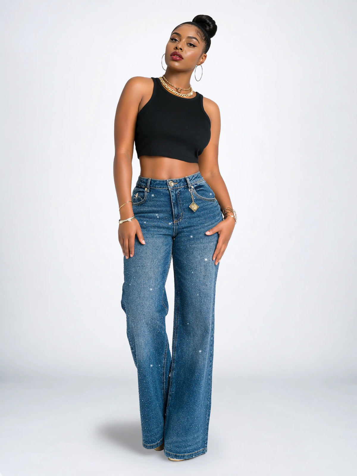 Phantom Wash | Apple Bottoms - AHJ-4123 - Wide Leg Rain On Me - Phantom Wash - 1