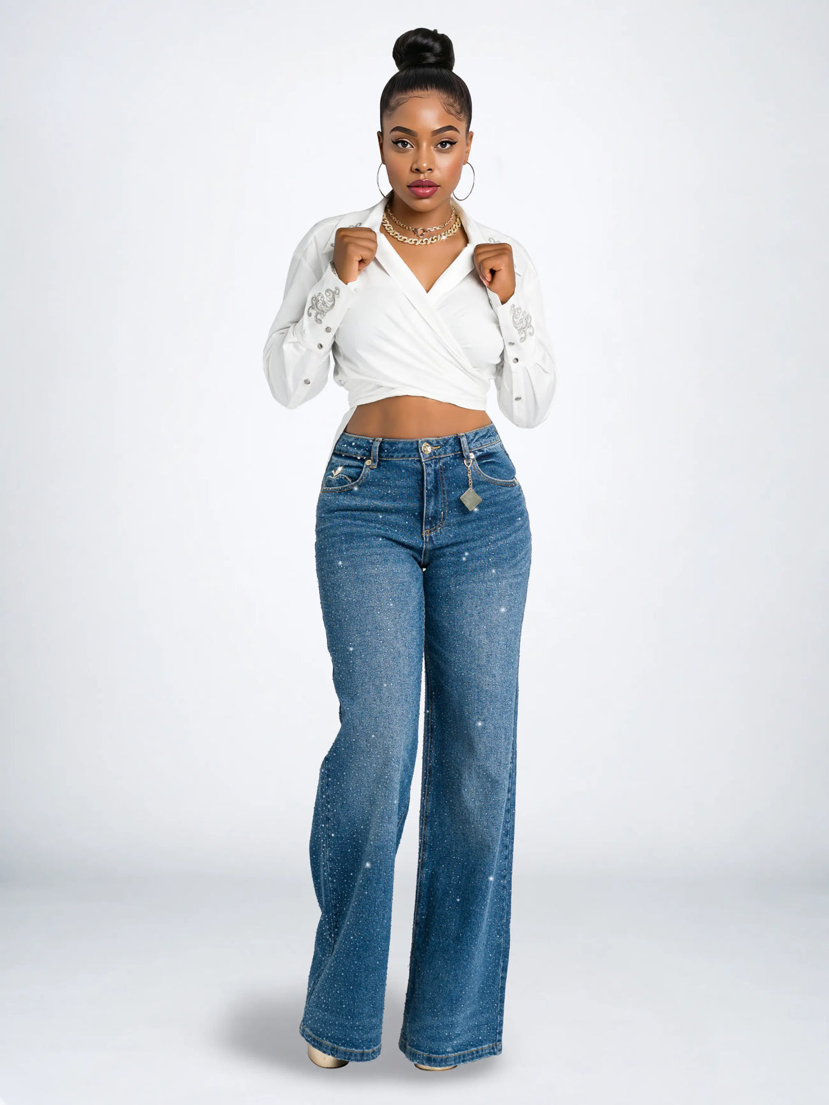 Phantom Wash | Apple Bottoms - AHJ-4123 - Wide Leg Rain On Me - Phantom Wash - 5