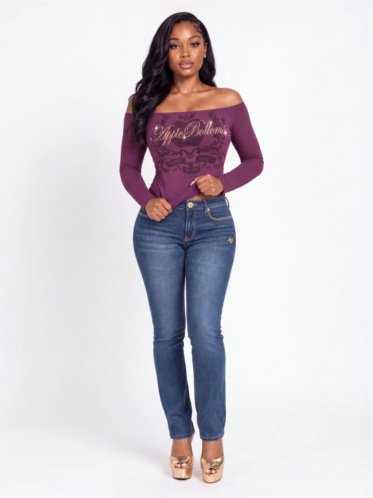 Grape | Apple Bottoms - AHJ-4182 - Signature Apple Pocket Jean - Grape - 1