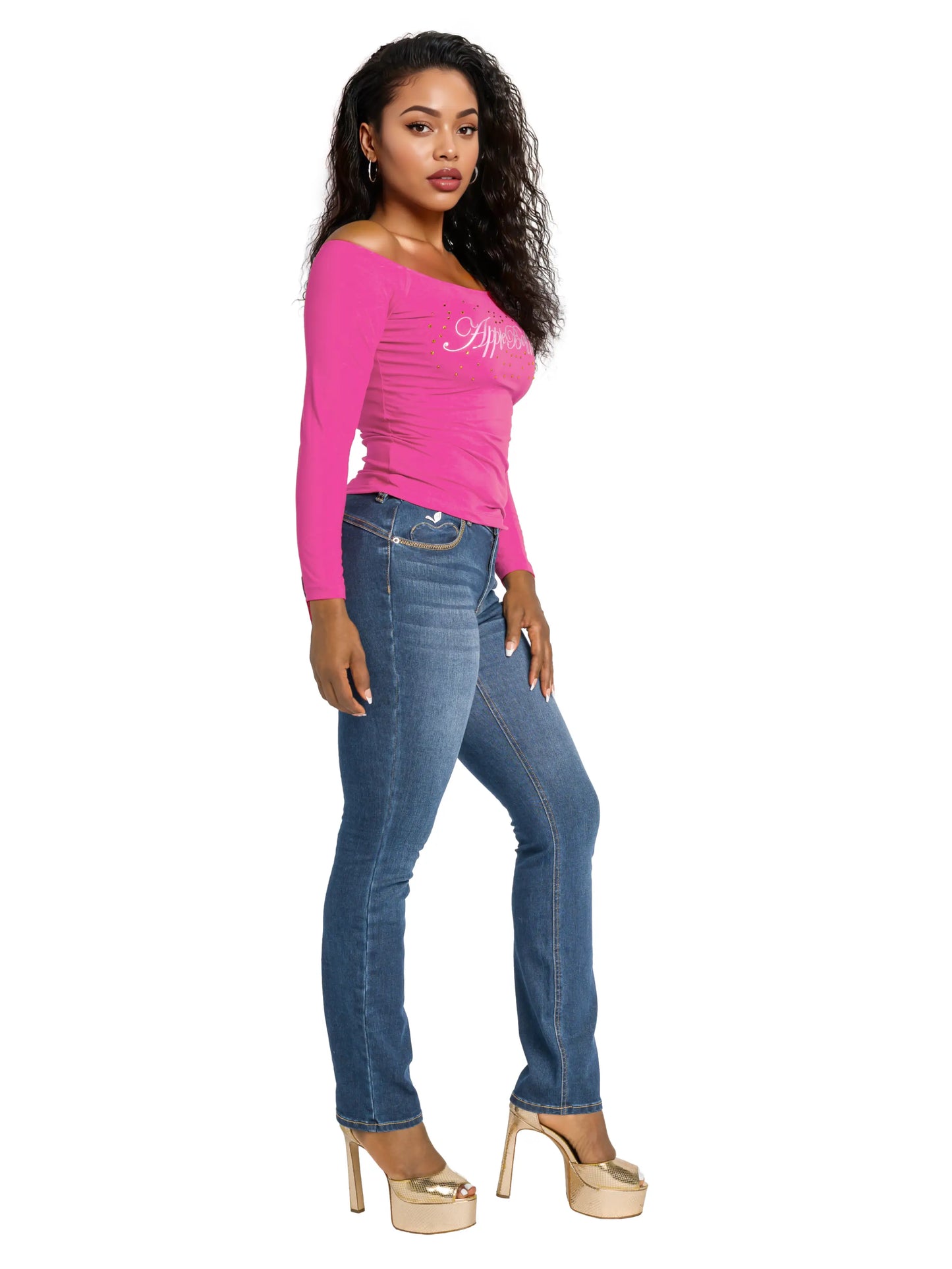 Apple Bottoms - AHJ-4182 - Signature Apple Pocket Jean Pink - 3