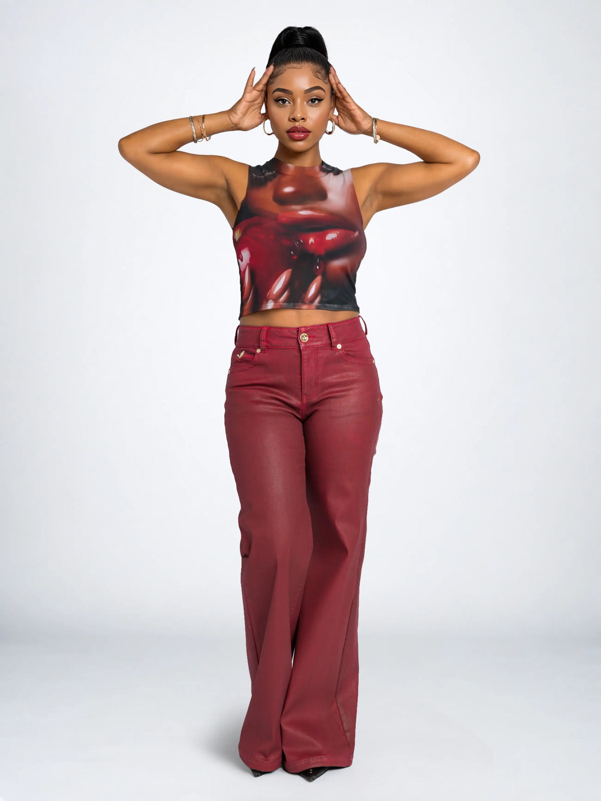 Red Delicious | Apple Bottoms - AHJ-4233 - Wide Leg Jean - Red Delicious - 4