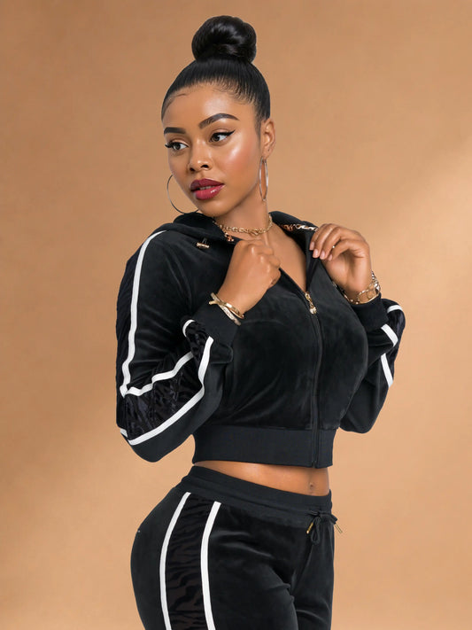 Apple Bottoms - AHK-4246 - Velour Hooded Jacket - 3