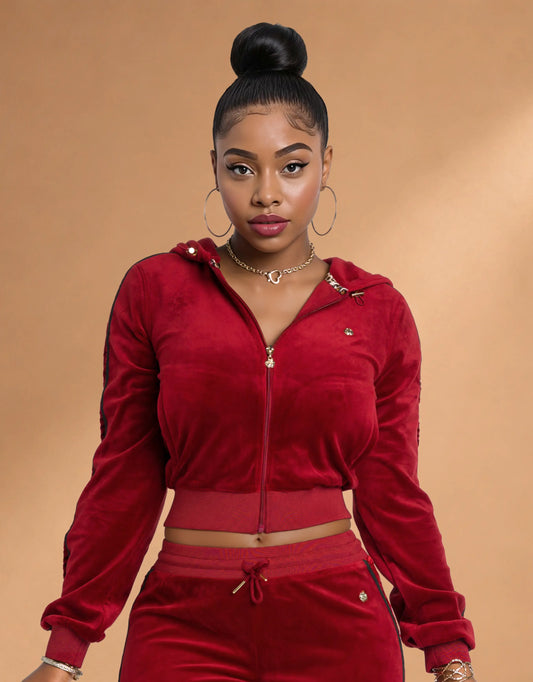 Apple Bottoms - AHK-4246 - Velour Hooded Jacket - 1