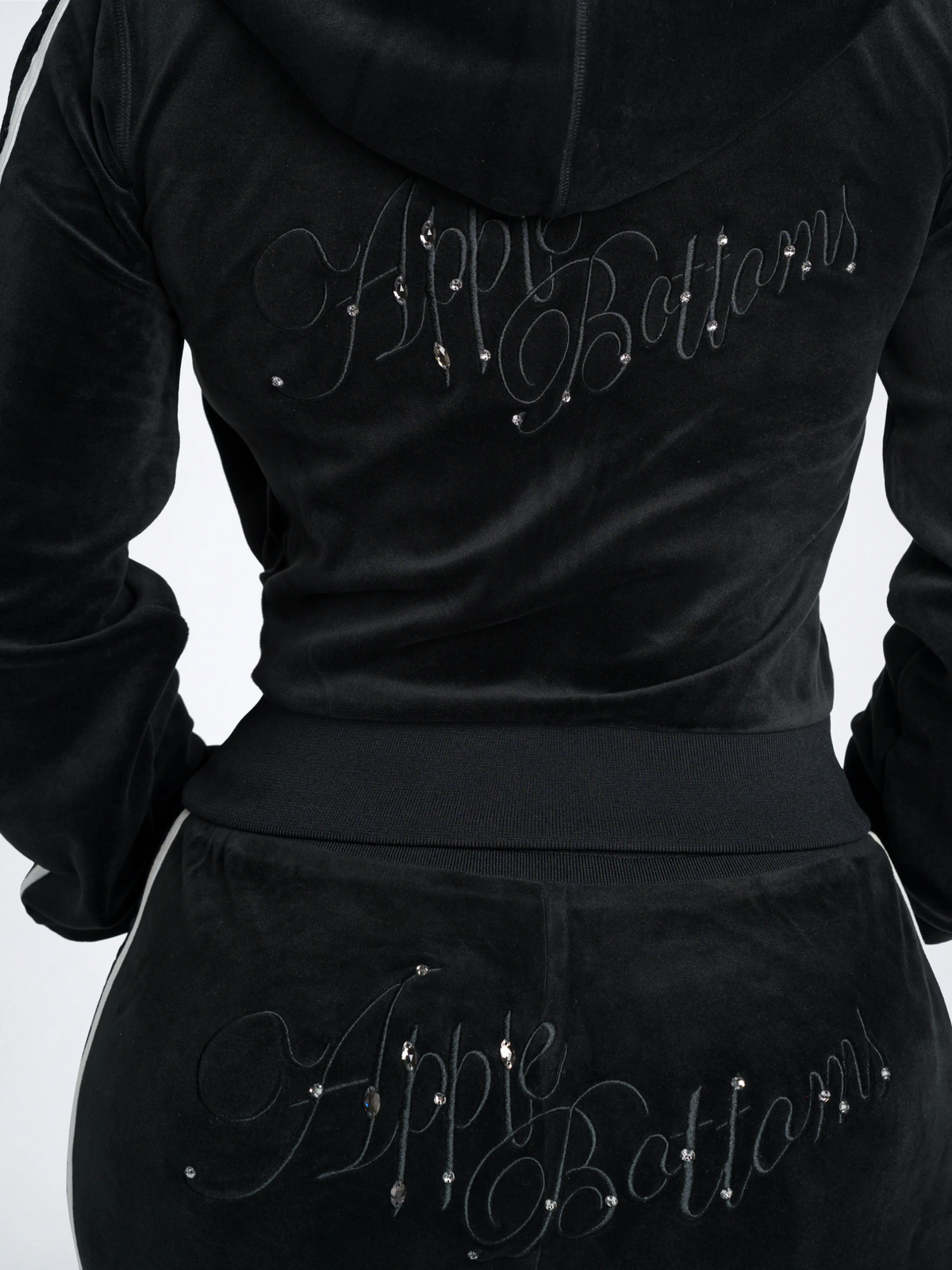 Black with Burnout Trim | Apple Bottoms - AHK-4247 - Velour Sweatpants Burnout Trim - 8