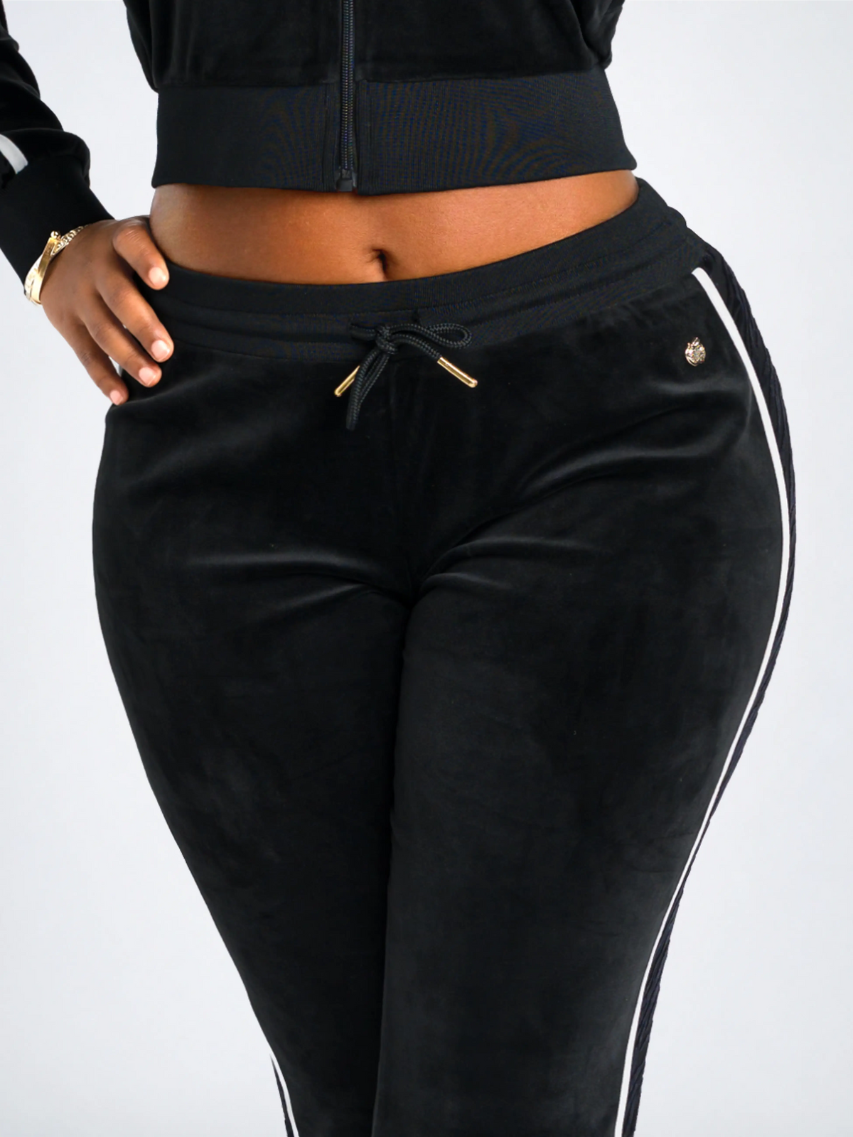 Velour Track Suit - Black with Burnout Trim