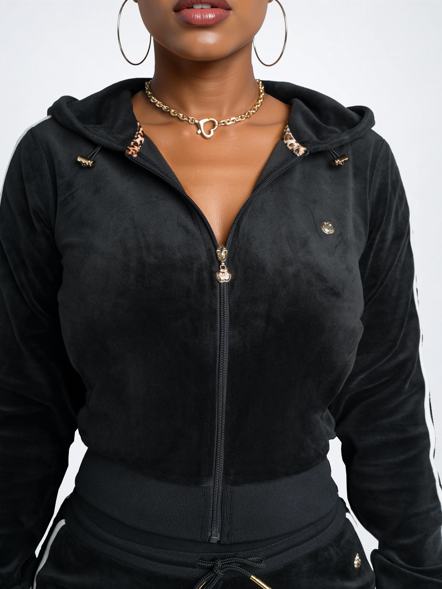 Black with Burnout Trim | Apple Bottoms - AHK-4247 - Velour Sweatpants Burnout Trim - 2