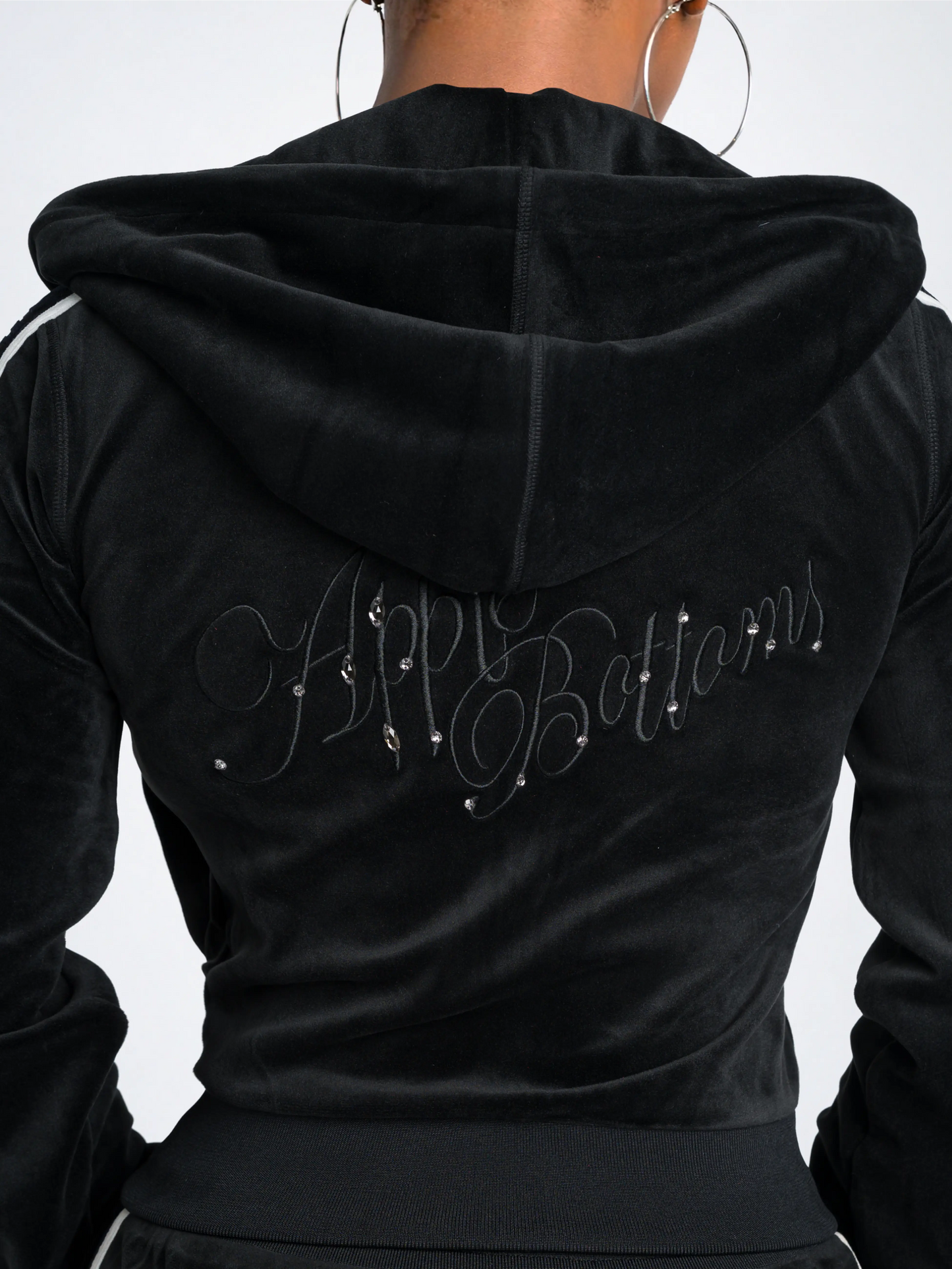 Black with Burnout Trim | Apple Bottoms - AHK-4247 - Velour Sweatpants Burnout Trim - 2
