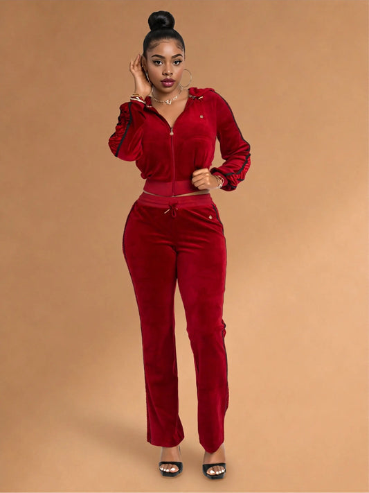 Apple Bottoms - AHK-4247 - Velour Sweatpants Burnout Trim - 2