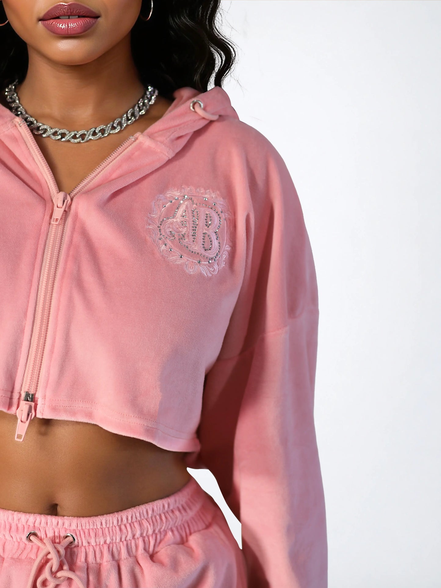 Pink | Apple Bottoms - AHK-4253 - Velour Wide Pants Pink - 10