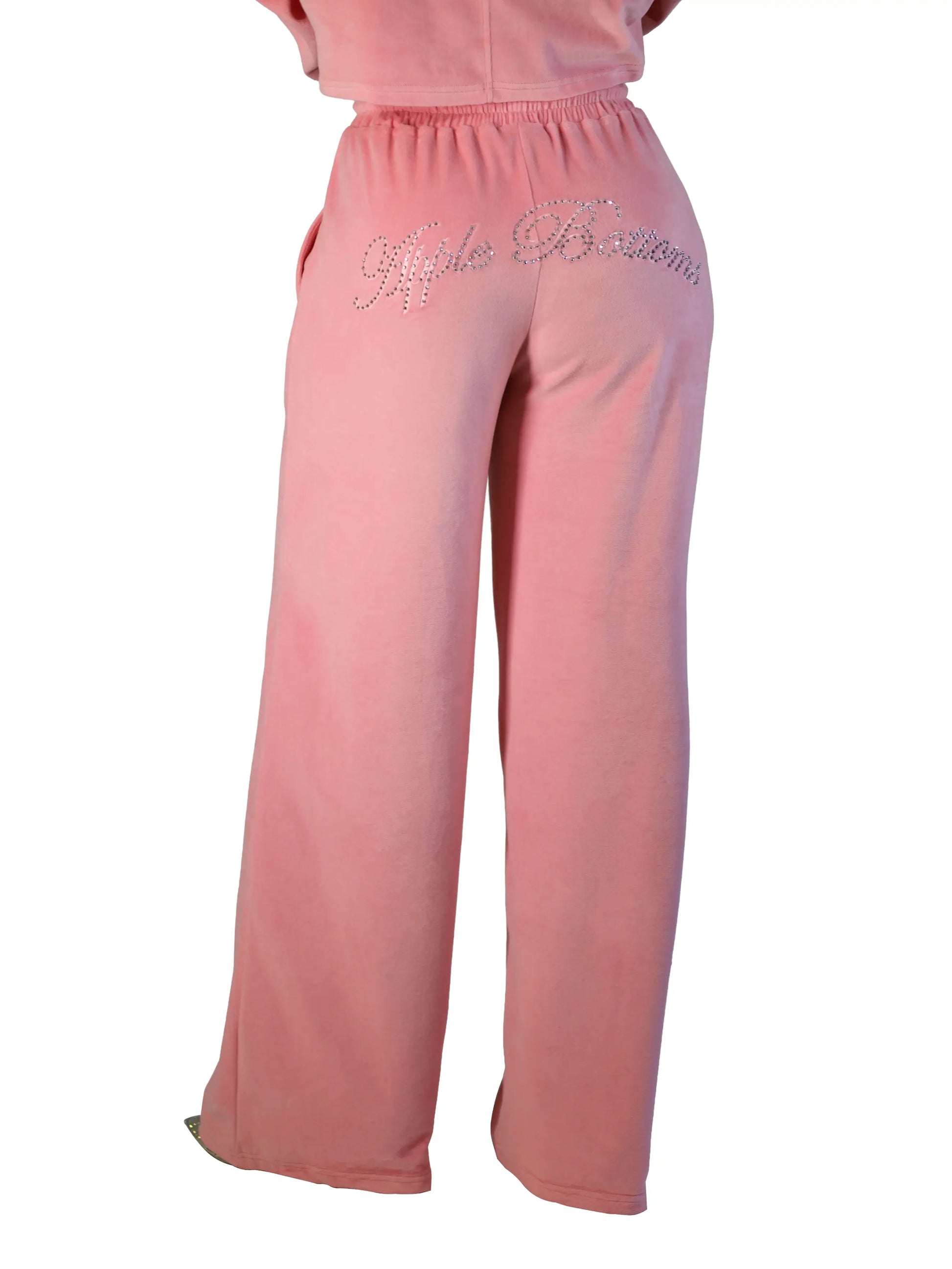 Apple Bottoms - AHK-4253 - Velour Wide Pants Pink - 3