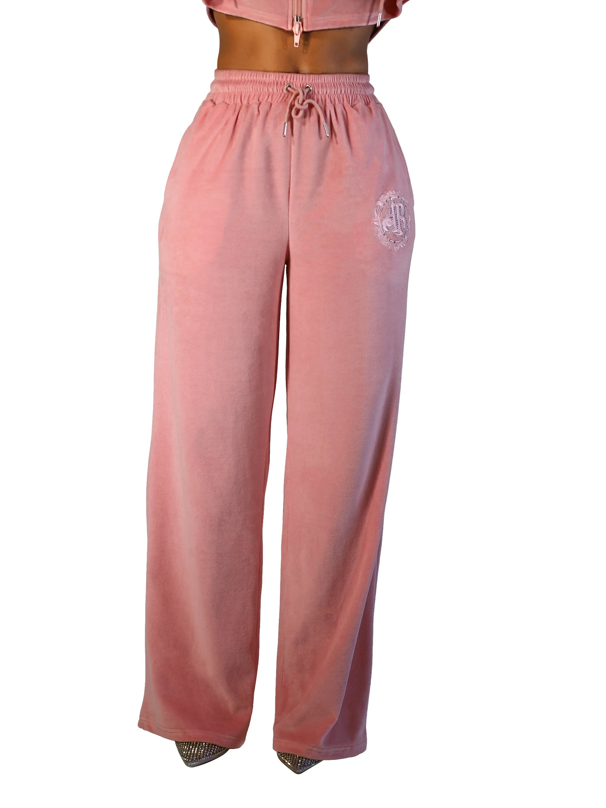 Apple Bottoms - AHK-4253 - Velour Wide Pants Pink - 4