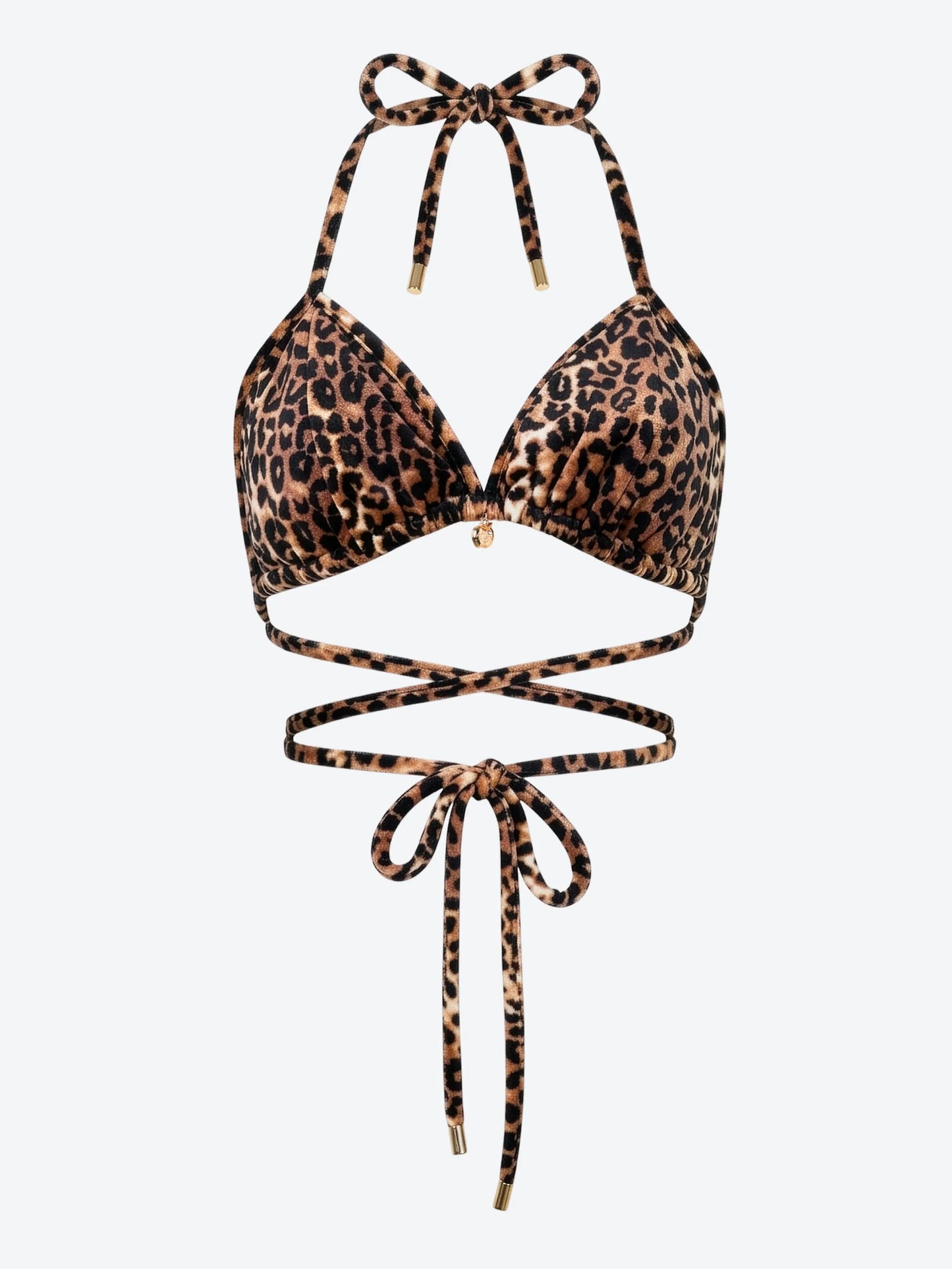 Apple Bottoms - ASKL-4187 - Cheetah Velour Triangle Bikini Top - Front