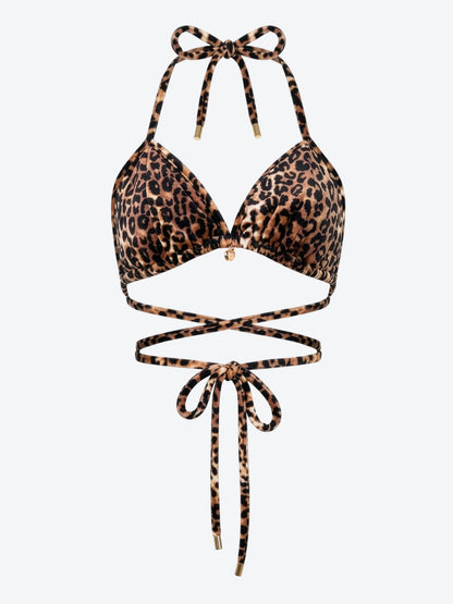 Apple Bottoms - ASKL-4187 - Cheetah Velour Triangle Bikini Top - Front