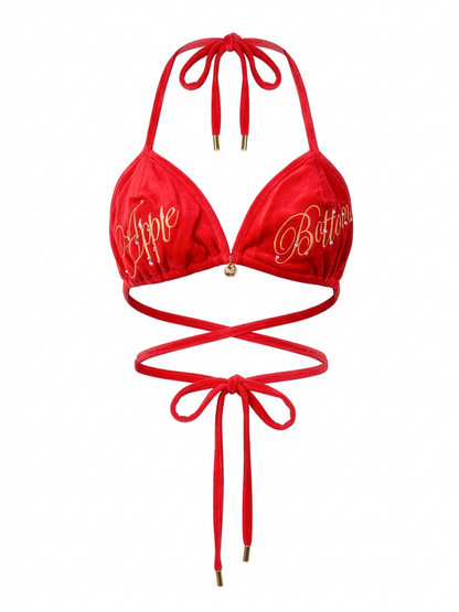Apple Bottoms - ASKL-4205 - Terry Triangle Bikini Top – Candy Apple Red - Front