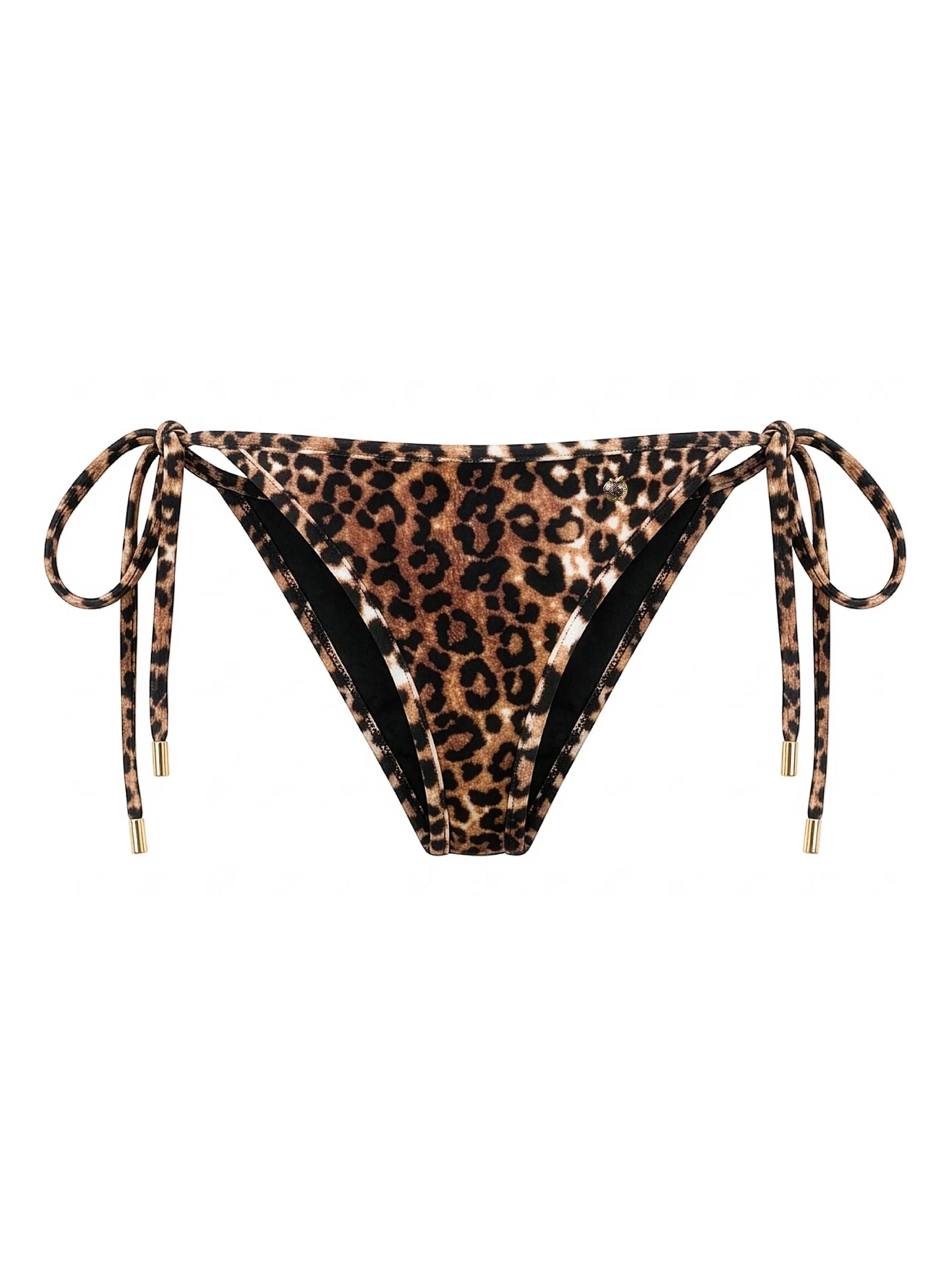 Apple Bottoms - ASKL-4191 - Cheetah Velour Side Tie Bikini Bottom - Front