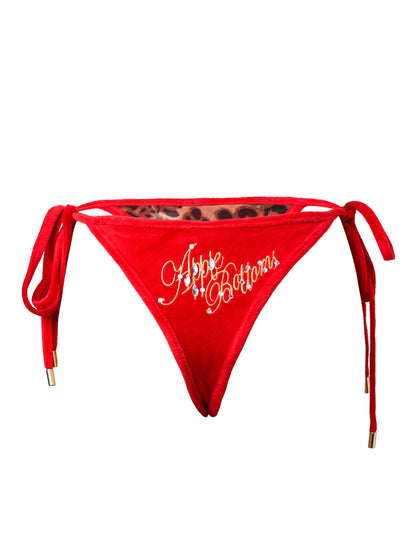 Apple Bottoms - ASKL-4213 - Terry Side Tie Bikini Bottom – Candy Apple Red - Back