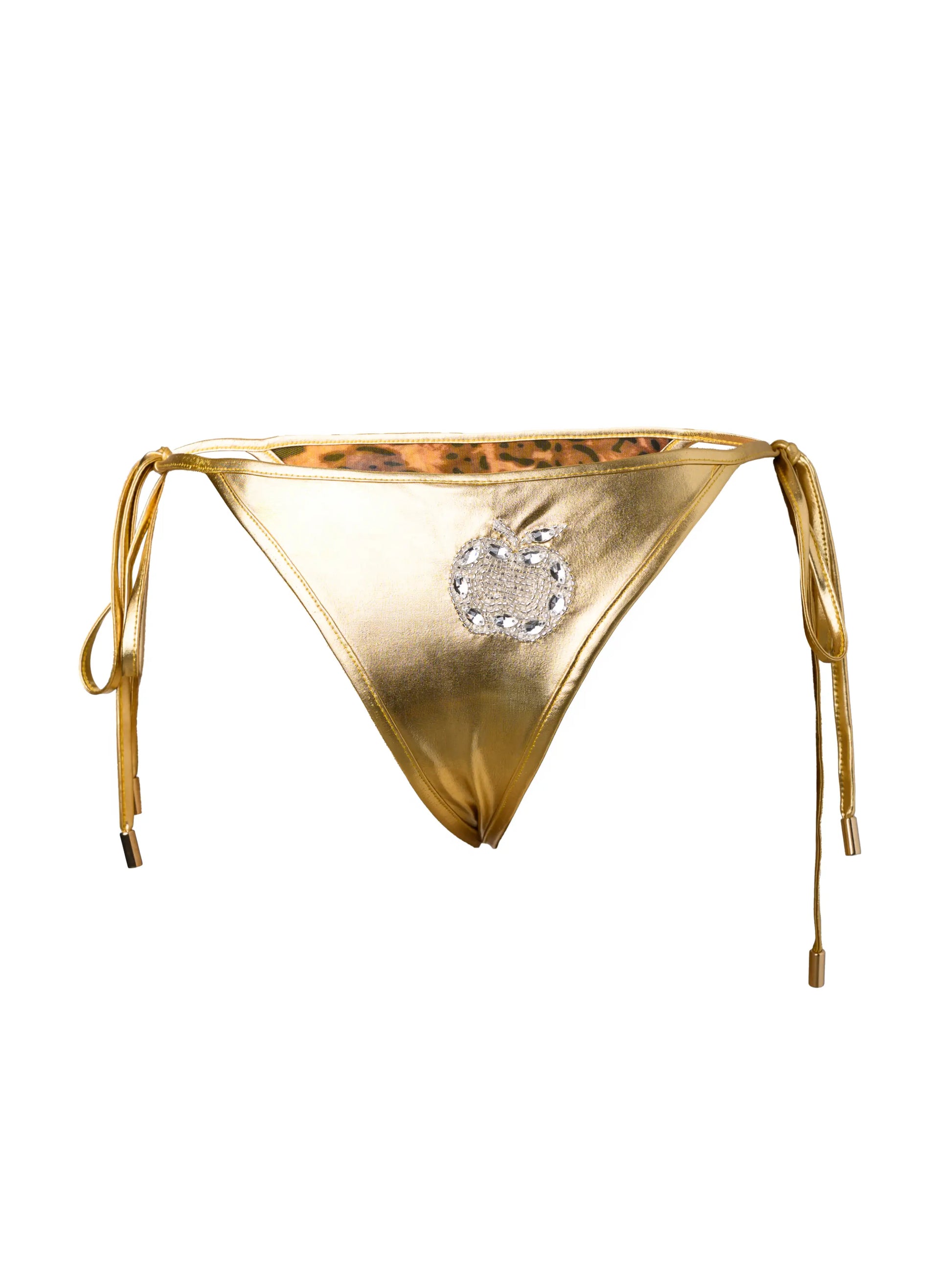 Apple Bottoms - ASKL-4214 - Crystal Lamé Side Tie Bikini Bottom – Gold - Back