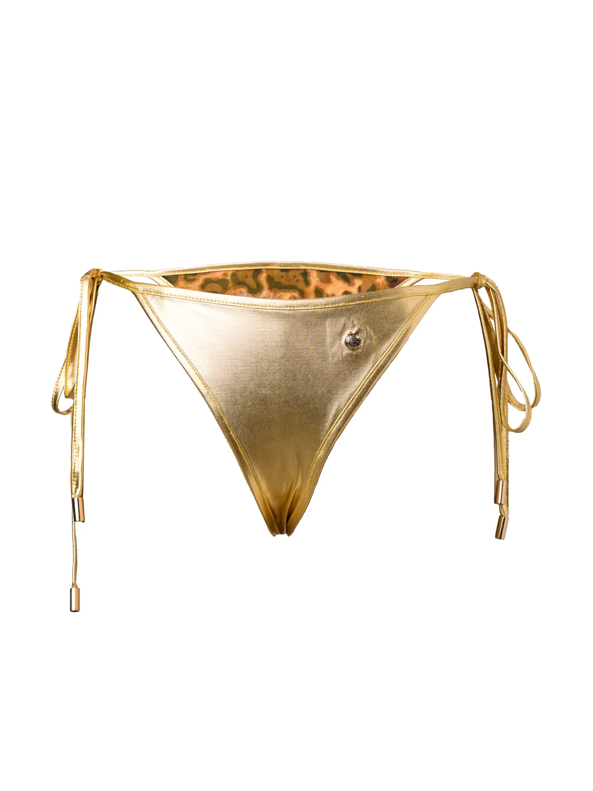 Apple Bottoms - ASKL-4214 - Crystal Lamé Side Tie Bikini Bottom – Gold - Front